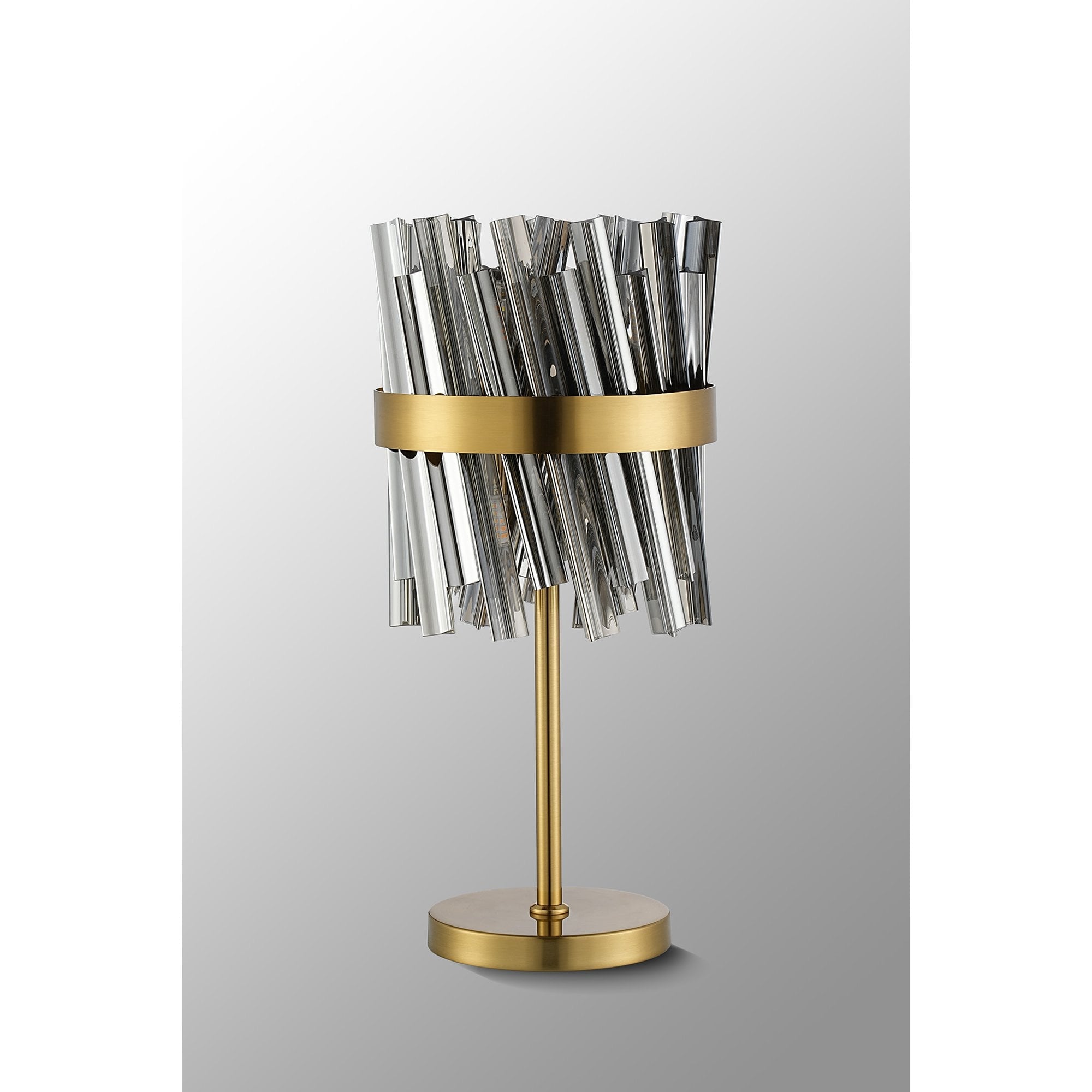 Fabula Farnley 6 Light Table Lamp - Brass & Smoked Glass