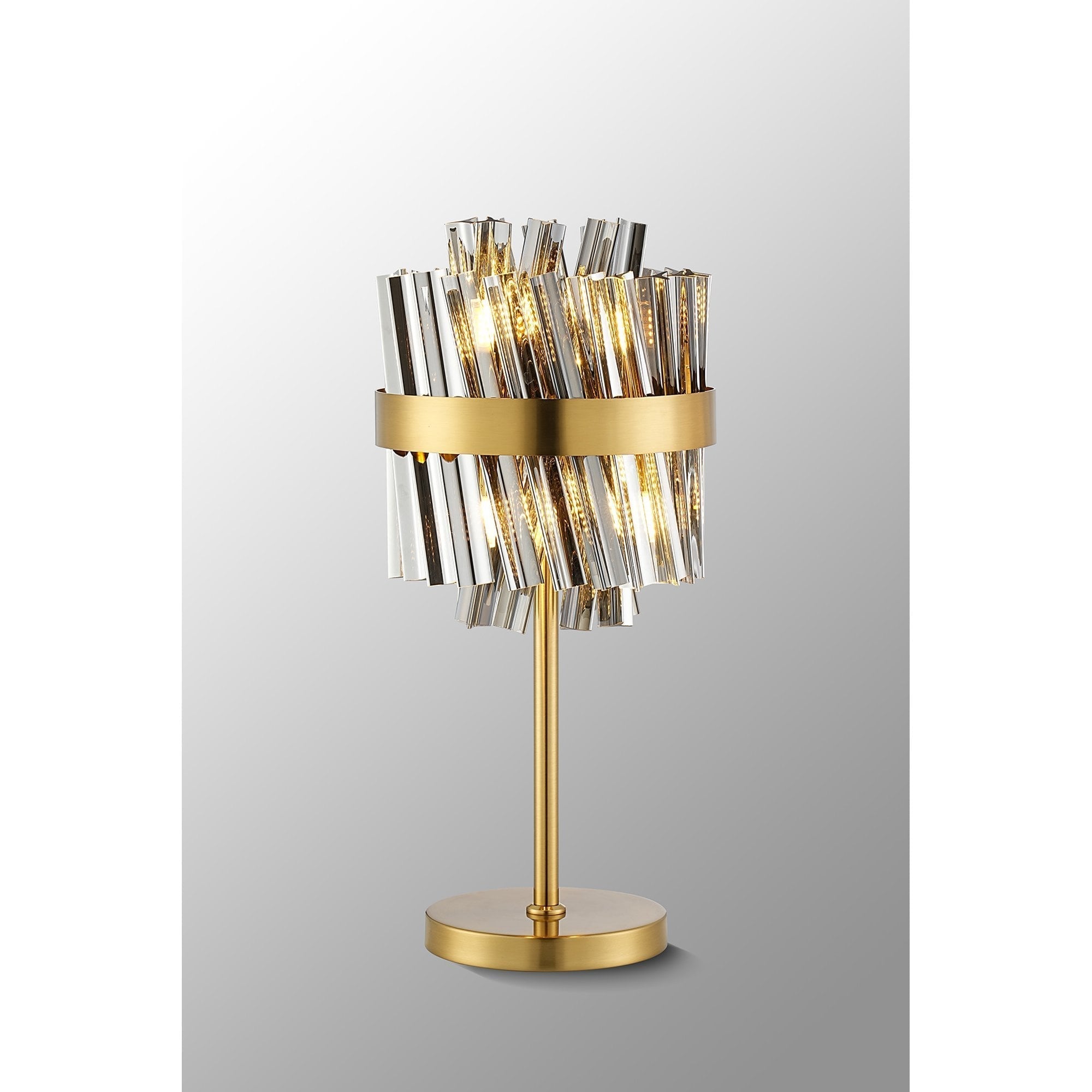 Fabula Farnley 6 Light Table Lamp - Brass & Smoked Glass