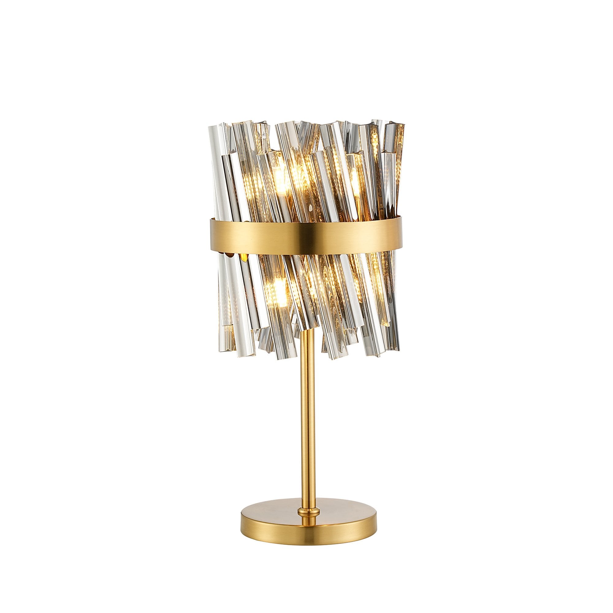 Fabula Farnley 6 Light Table Lamp - Brass & Smoked Glass