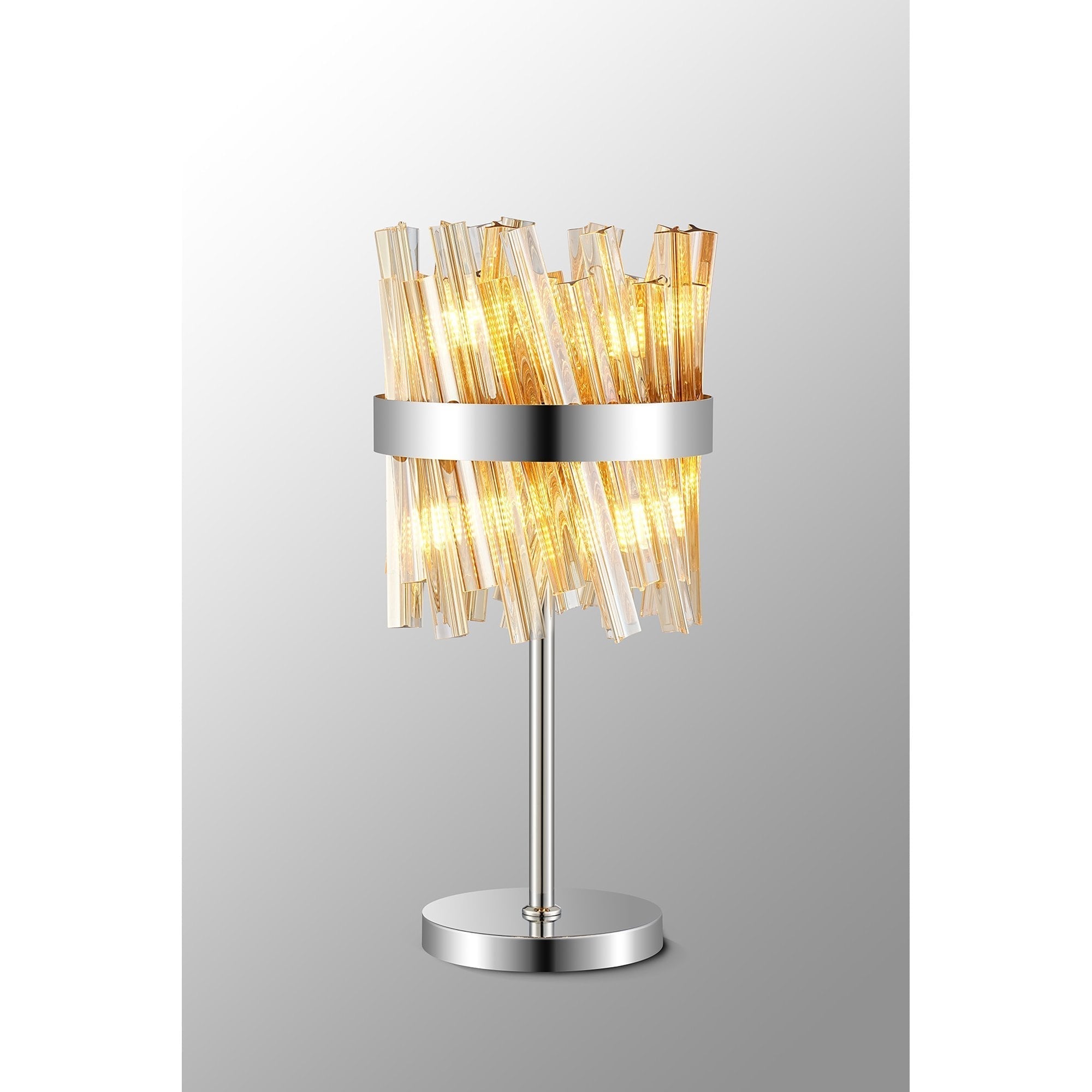 Fabula Farnley 6 Light Table Lamp - Polished Nickel & Amber Glass