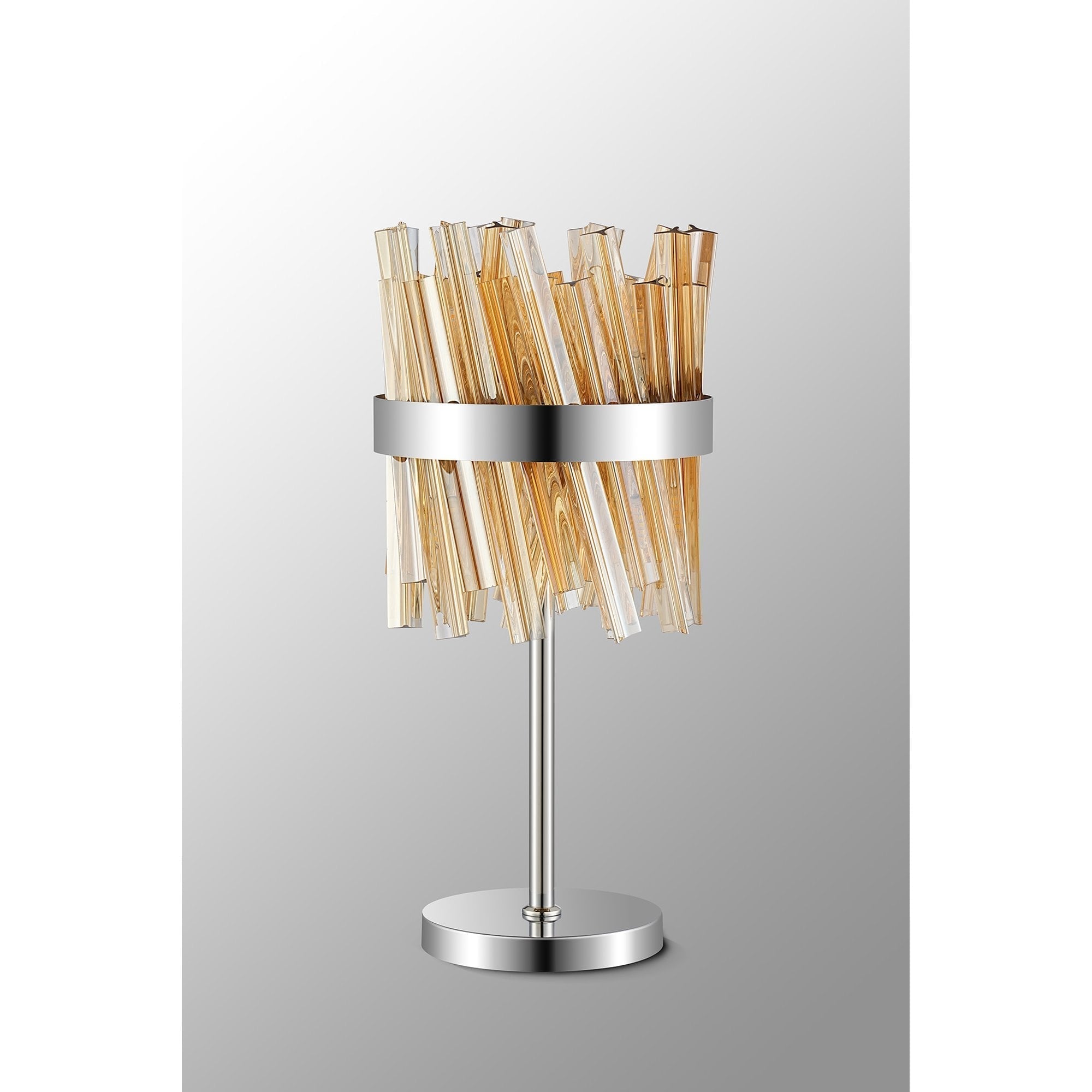 Fabula Farnley 6 Light Table Lamp - Polished Nickel & Amber Glass