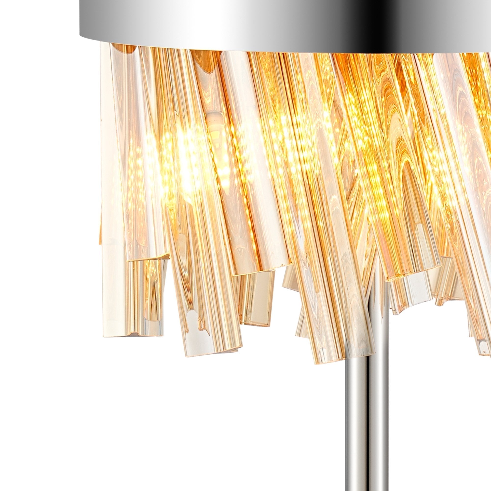 Fabula Farnley 6 Light Table Lamp - Polished Nickel & Amber Glass