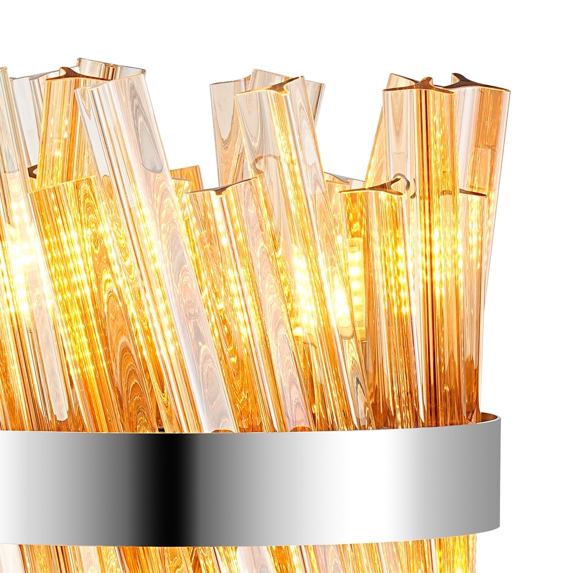 Fabula Farnley 6 Light Table Lamp - Polished Nickel & Amber Glass