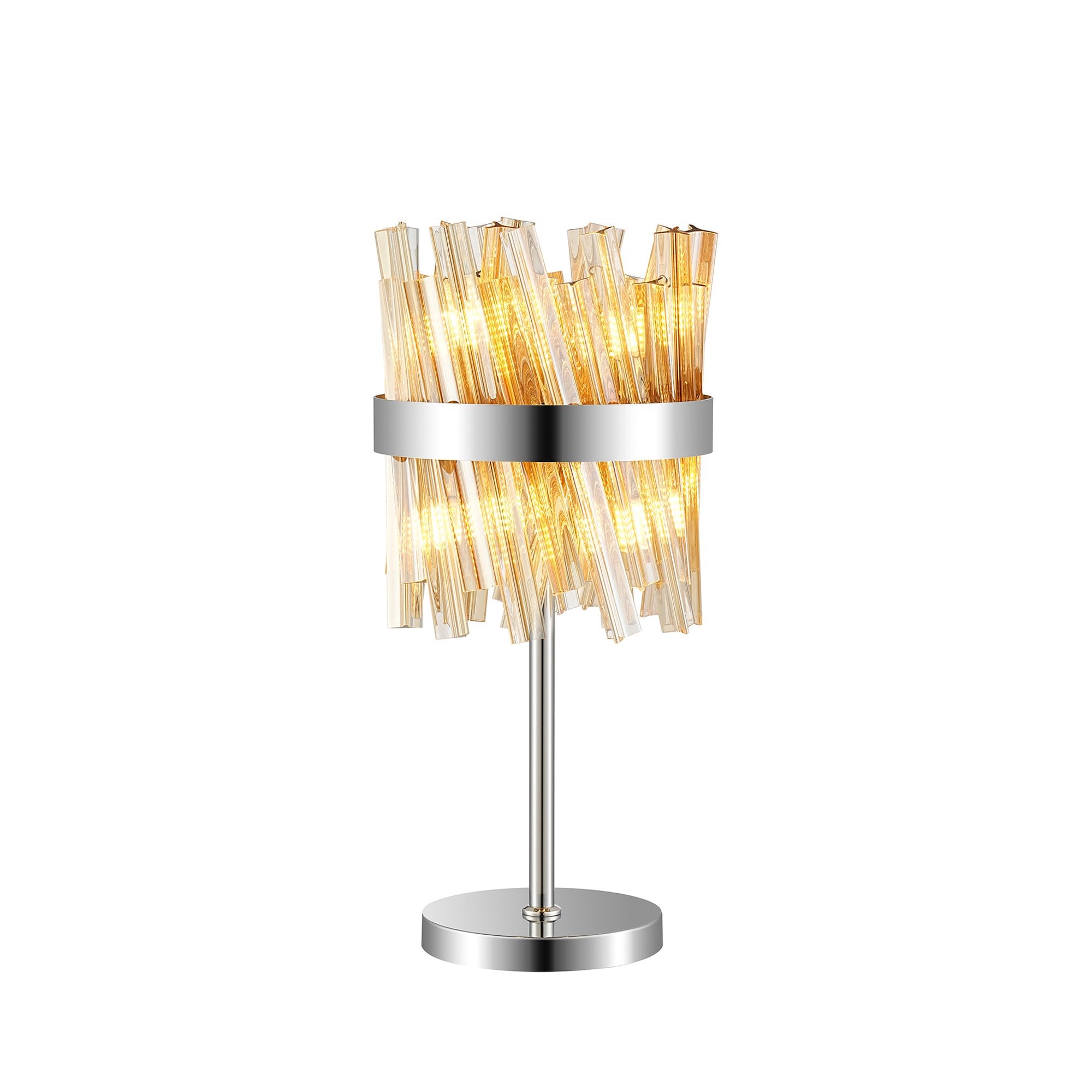 Fabula Farnley 6 Light Table Lamp - Polished Nickel & Amber Glass