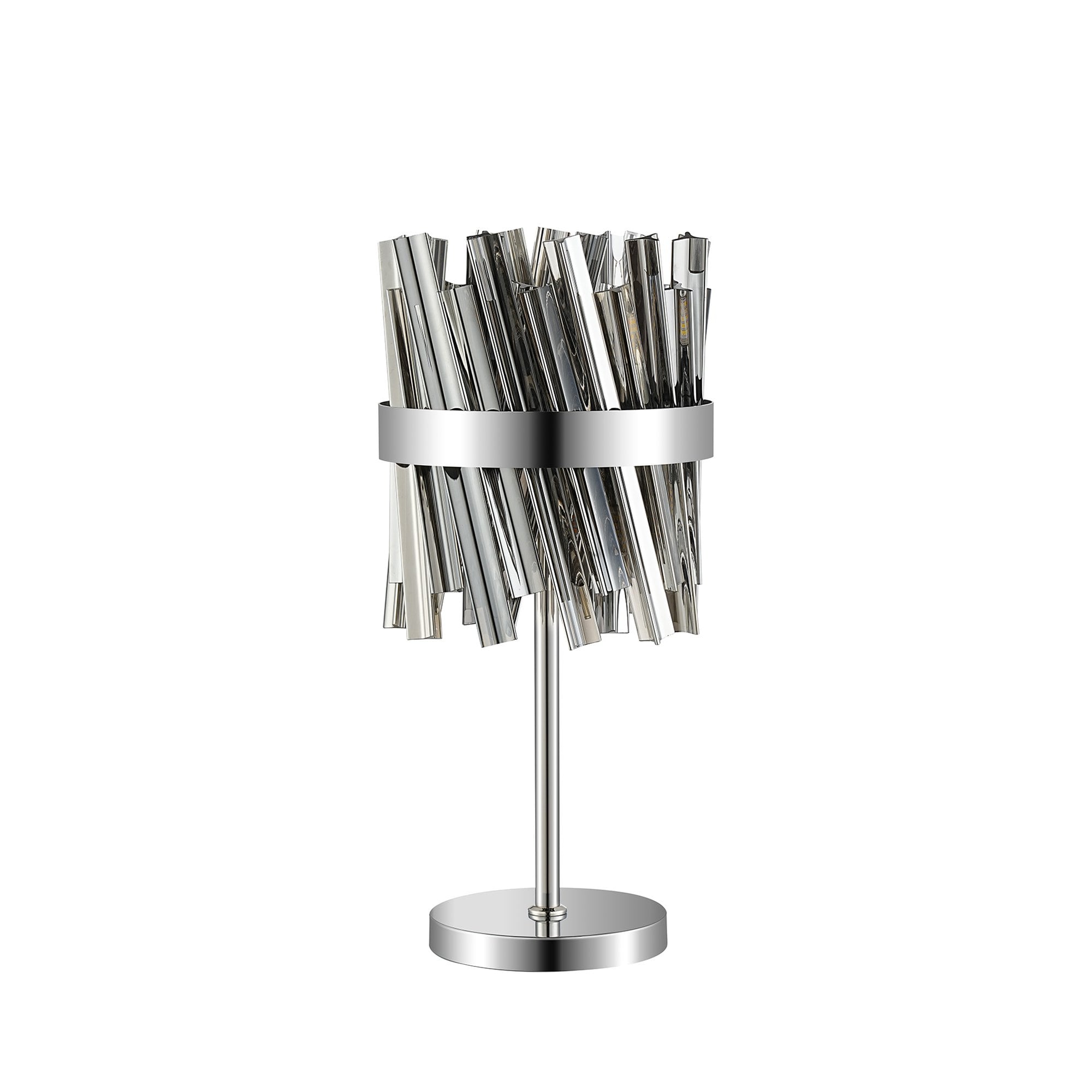 Fabula Farnley 6 Light Table Lamp - Polished Nickel & Smoked Glass