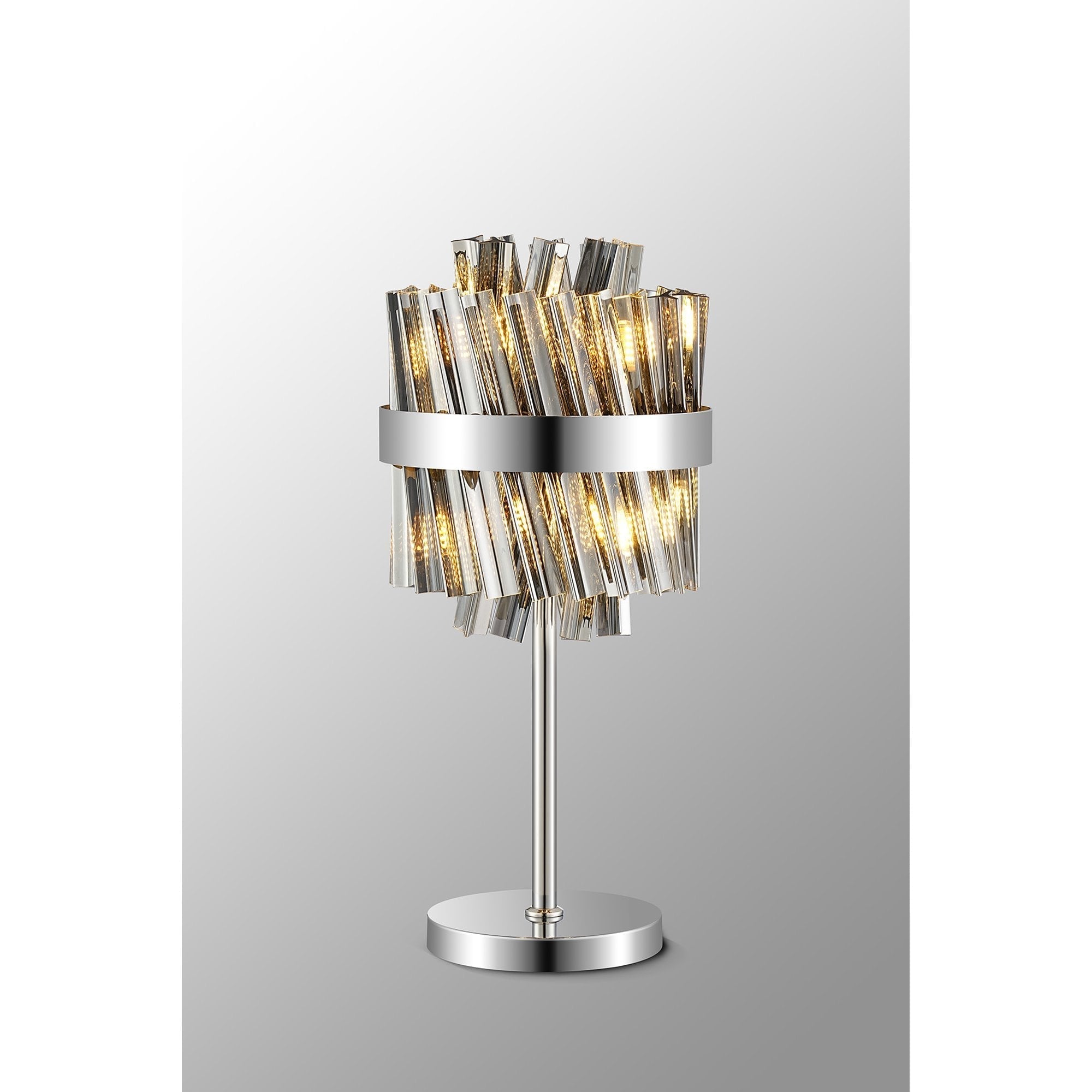 Fabula Farnley 6 Light Table Lamp - Polished Nickel & Smoked Glass