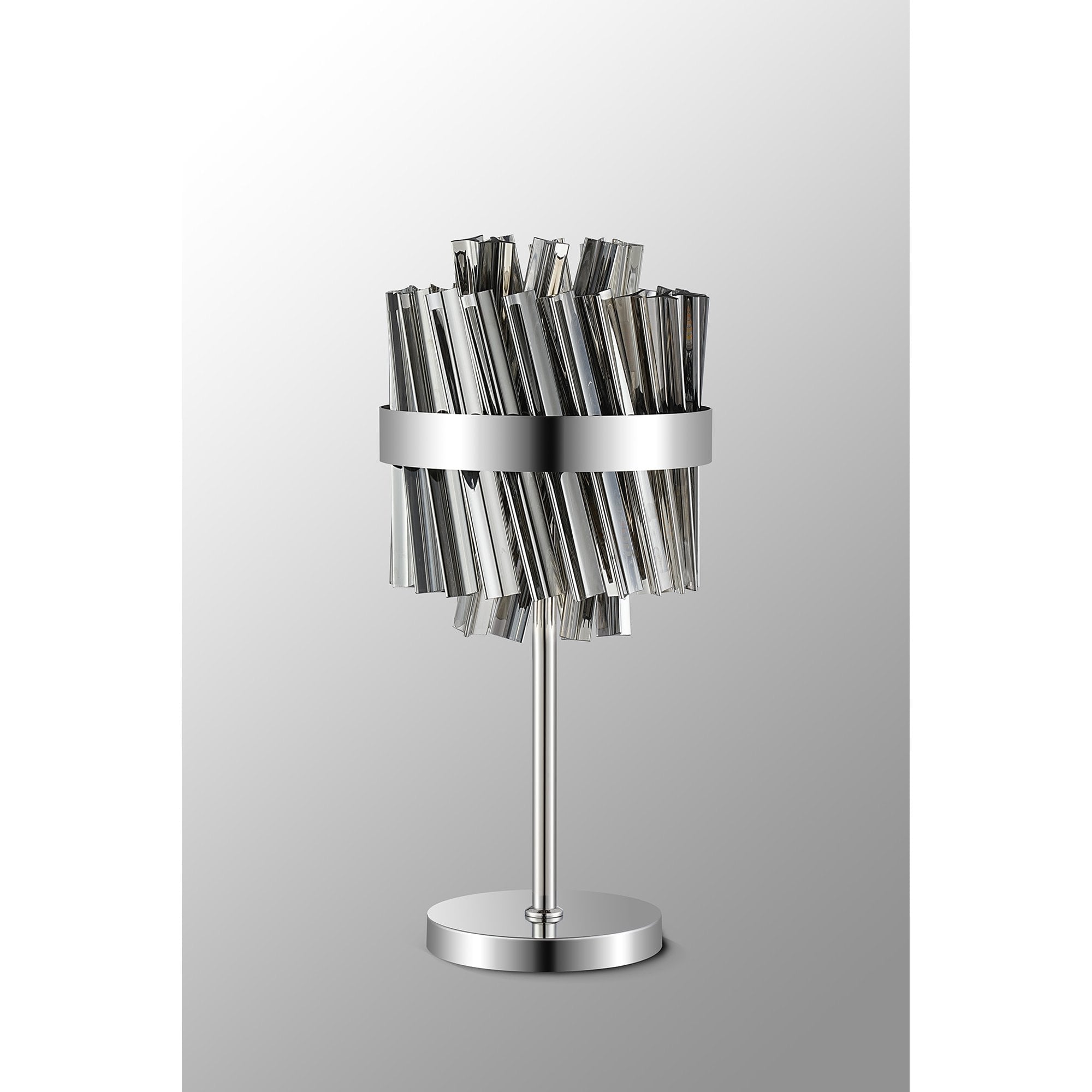 Fabula Farnley 6 Light Table Lamp - Polished Nickel & Smoked Glass