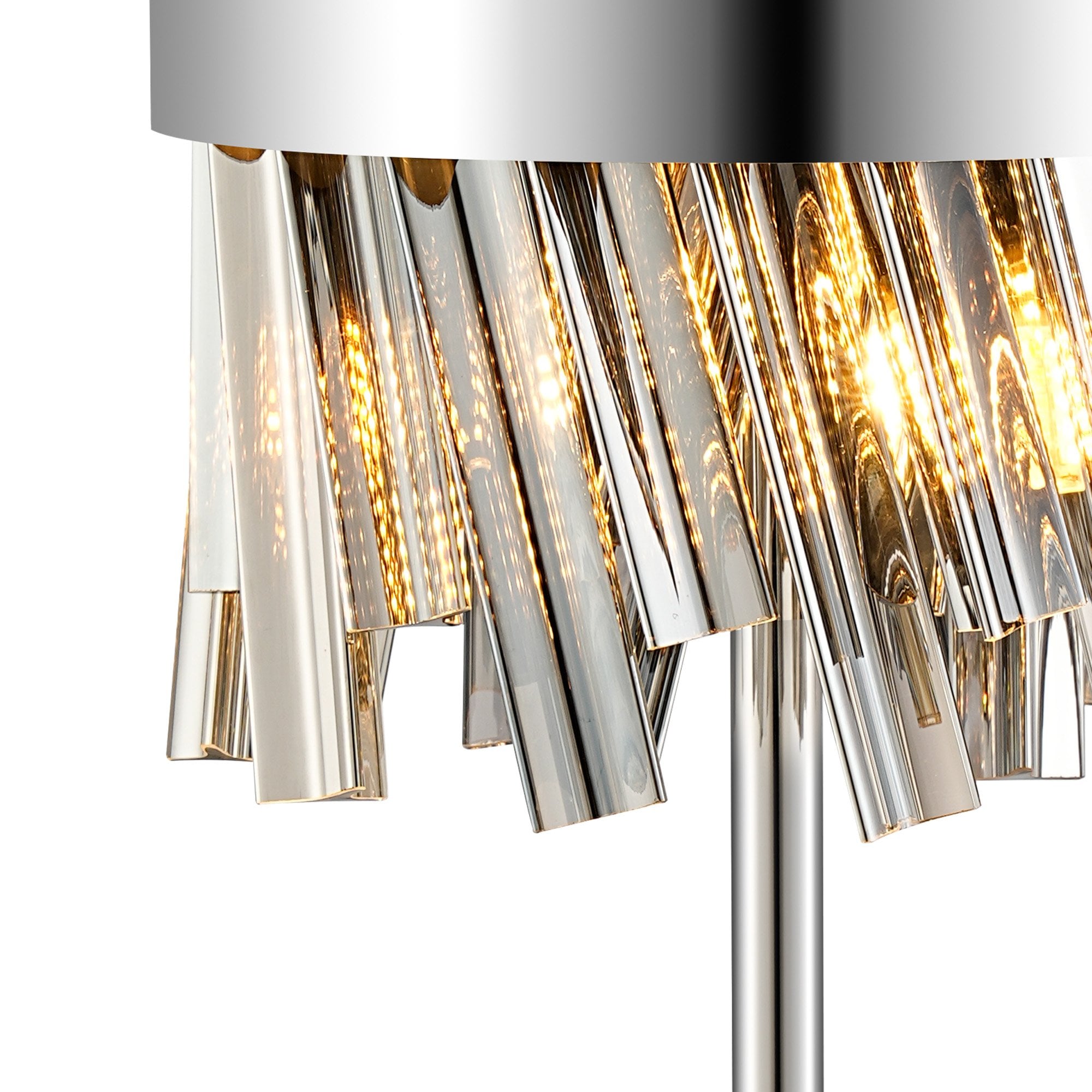 Fabula Farnley 6 Light Table Lamp - Polished Nickel & Smoked Glass
