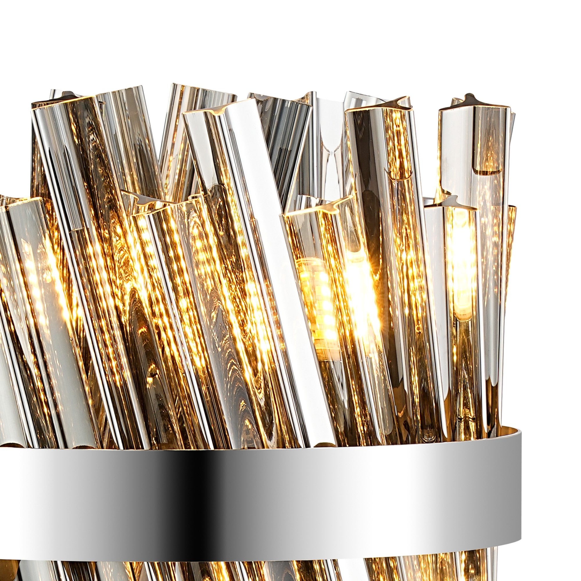 Fabula Farnley 6 Light Table Lamp - Polished Nickel & Smoked Glass