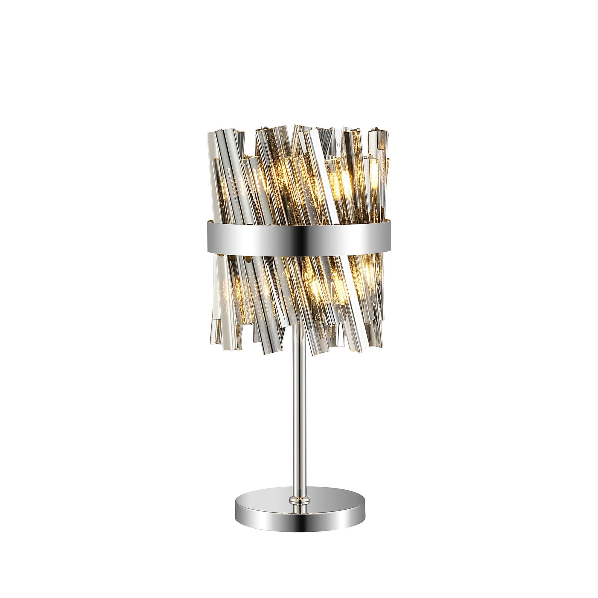 Fabula Farnley 6 Light Table Lamp - Polished Nickel & Smoked Glass