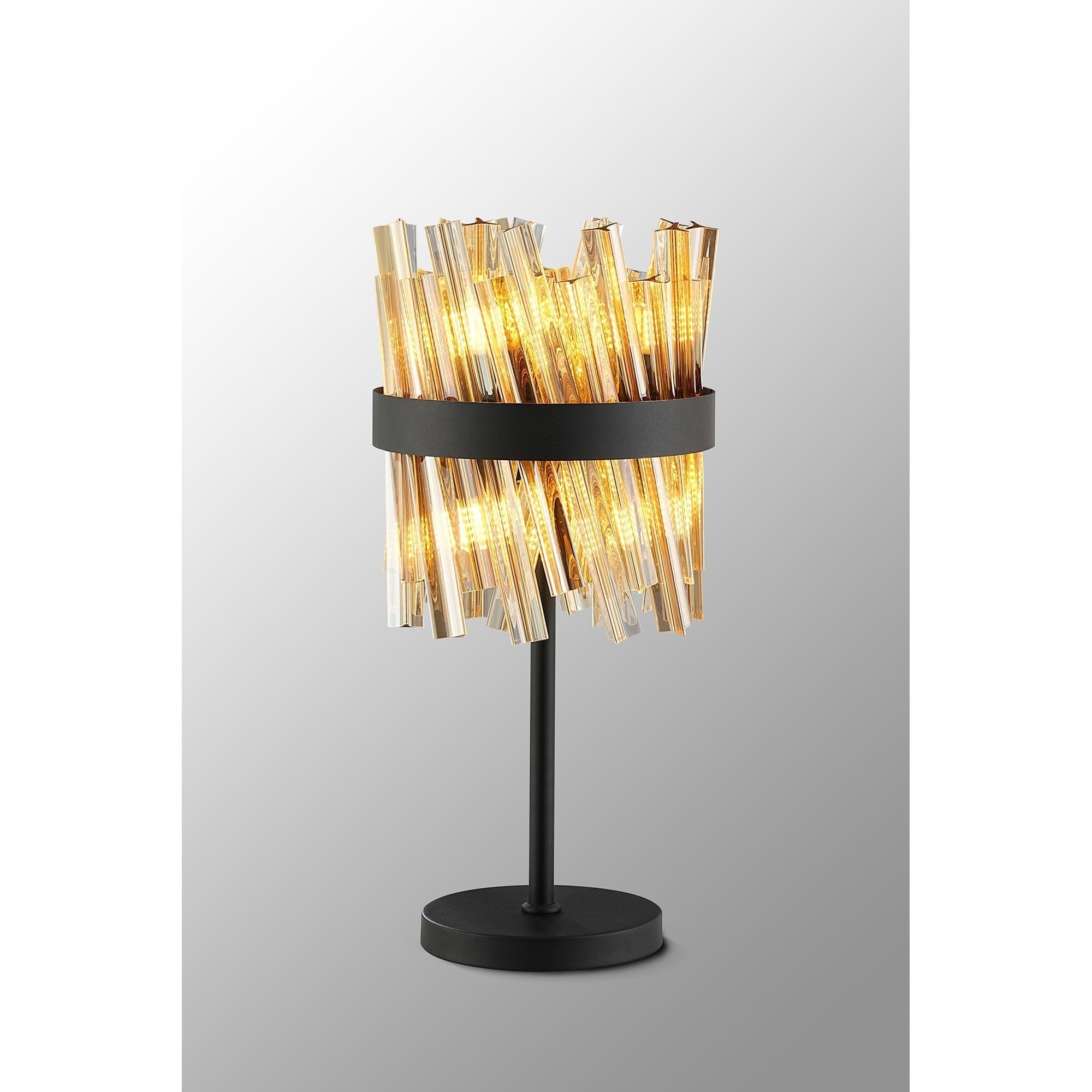 Fabula Farnley 6 Light Table Lamp - Satin Black & Amber Glass