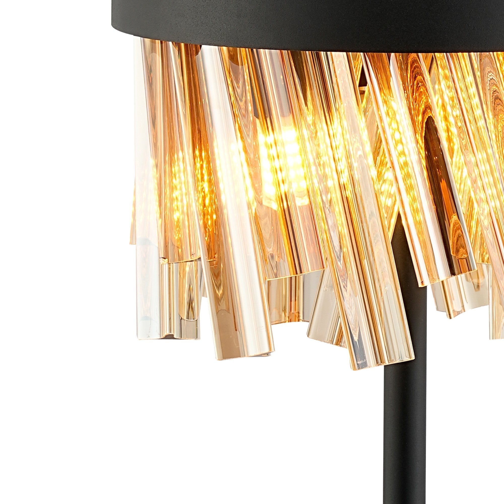 Fabula Farnley 6 Light Table Lamp - Satin Black & Amber Glass