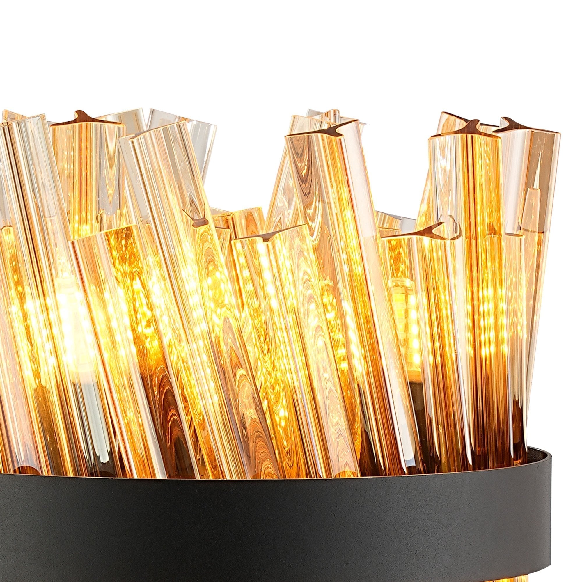 Fabula Farnley 6 Light Table Lamp - Satin Black & Amber Glass