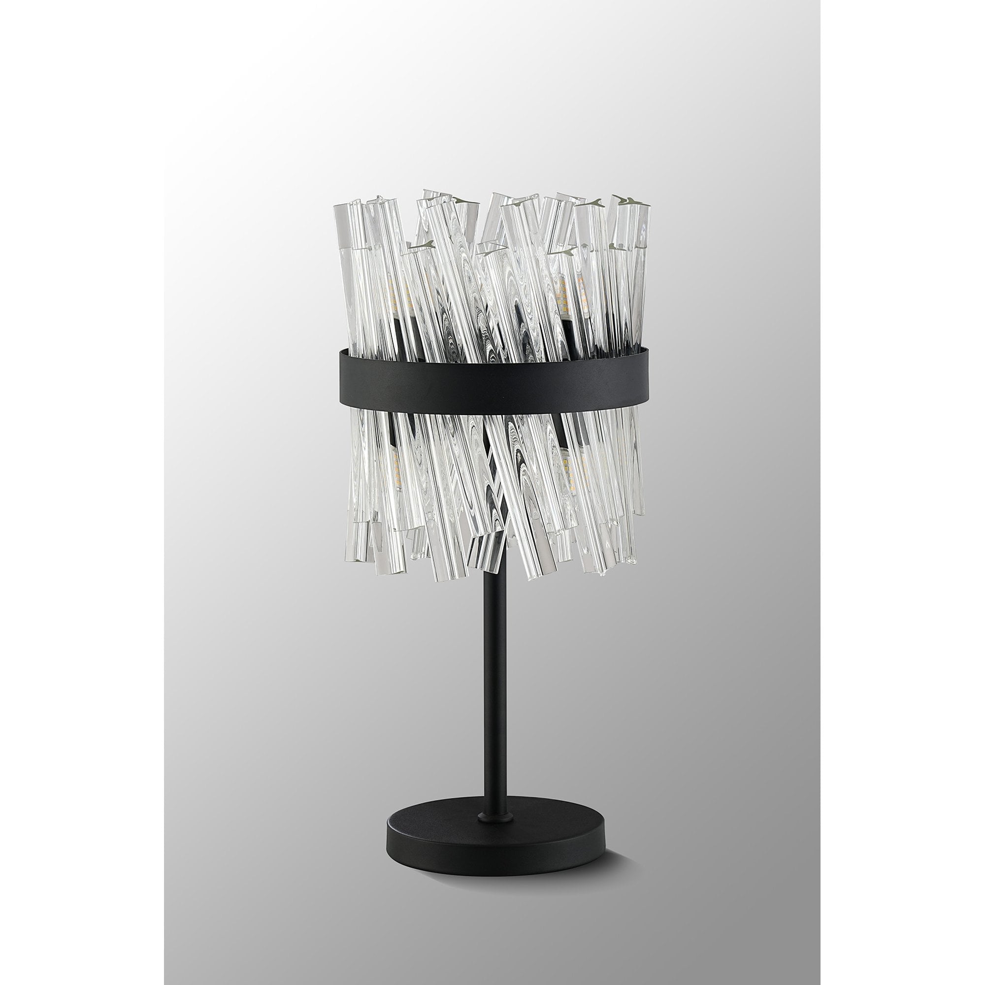 Fabula Farnley 6 Light Table Lamp - Satin Black & Clear Glass
