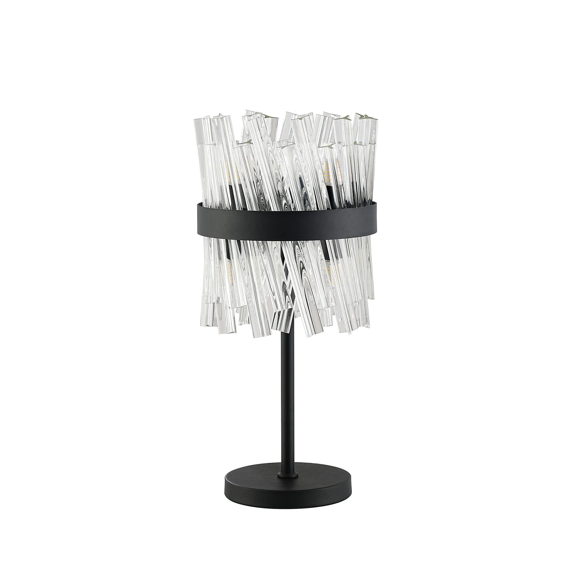 Fabula Farnley 6 Light Table Lamp - Satin Black & Clear Glass