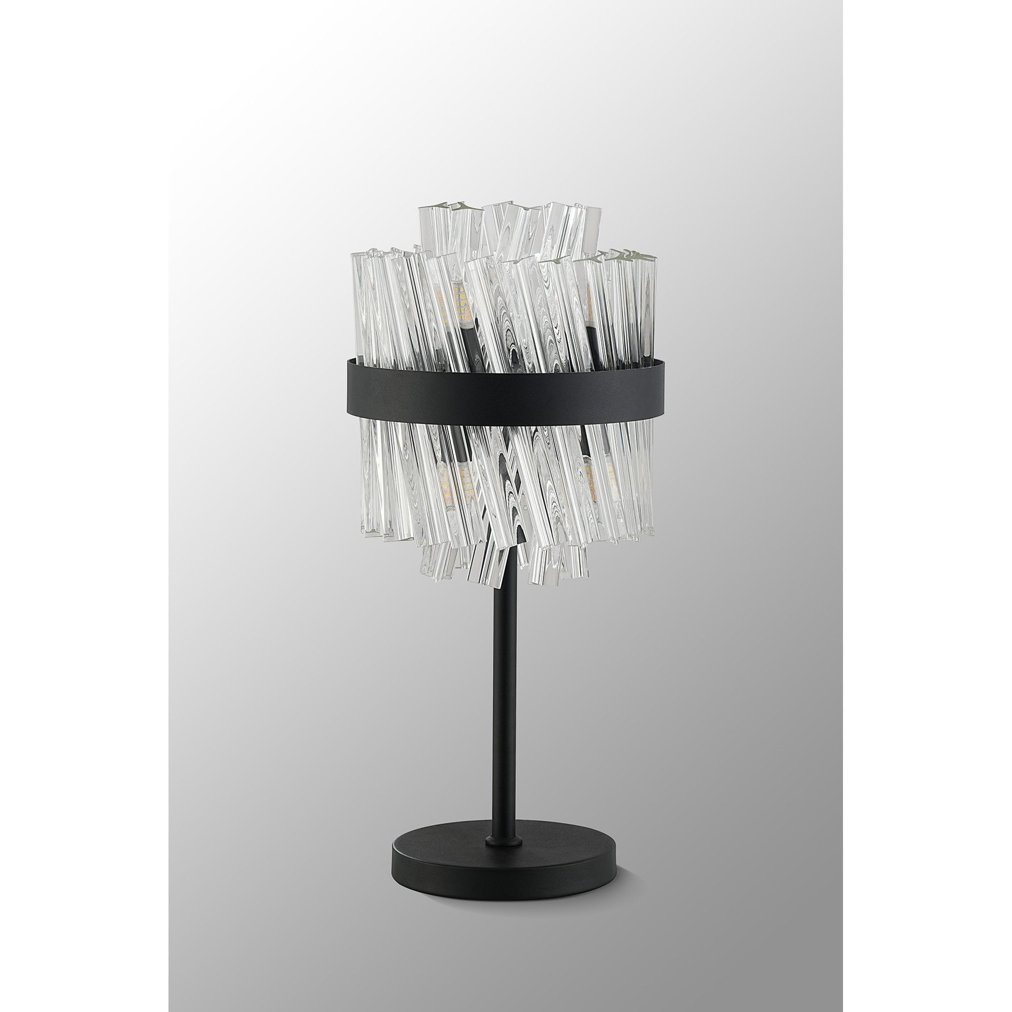 Fabula Farnley 6 Light Table Lamp - Satin Black & Clear Glass
