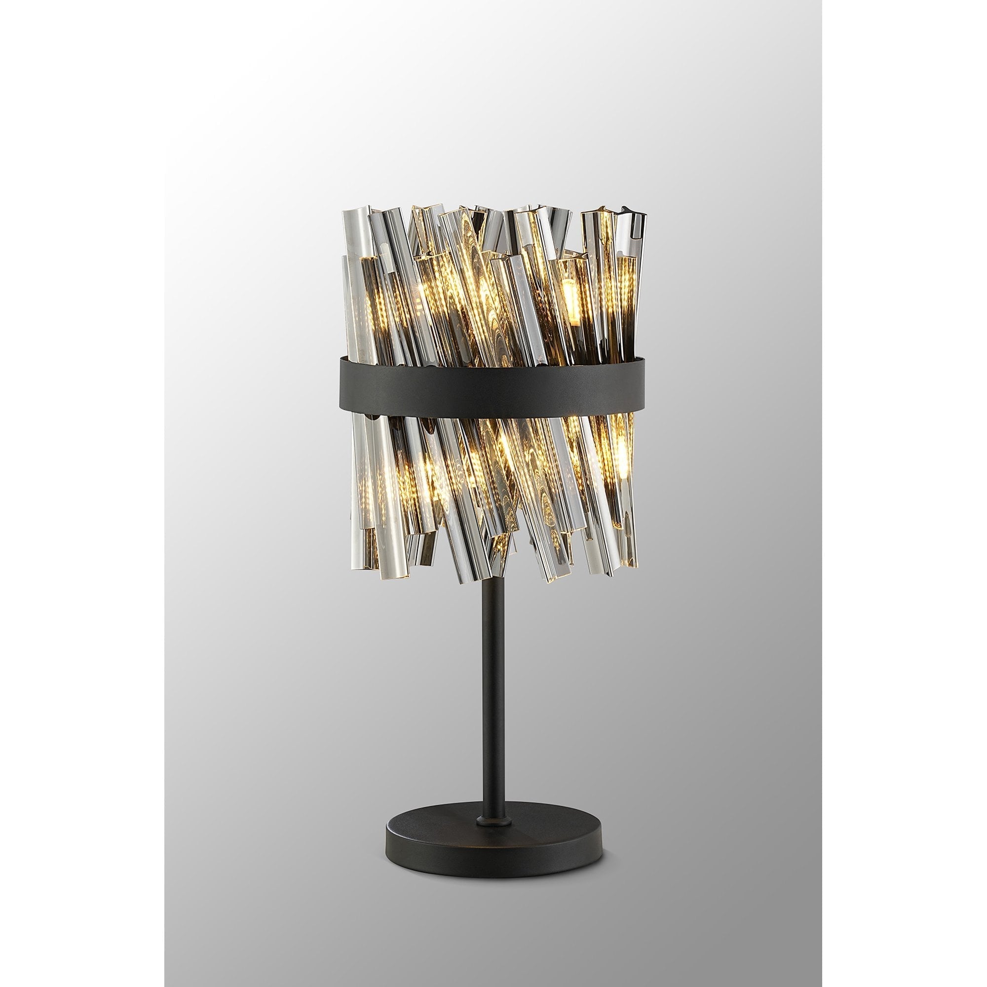 Fabula Farnley 6 Light Table Lamp - Satin Black & Smoked Glass