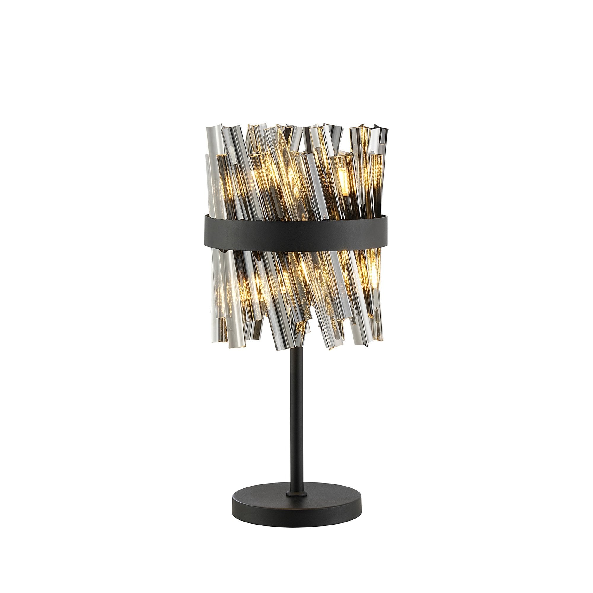 Fabula Farnley 6 Light Table Lamp - Satin Black & Smoked Glass