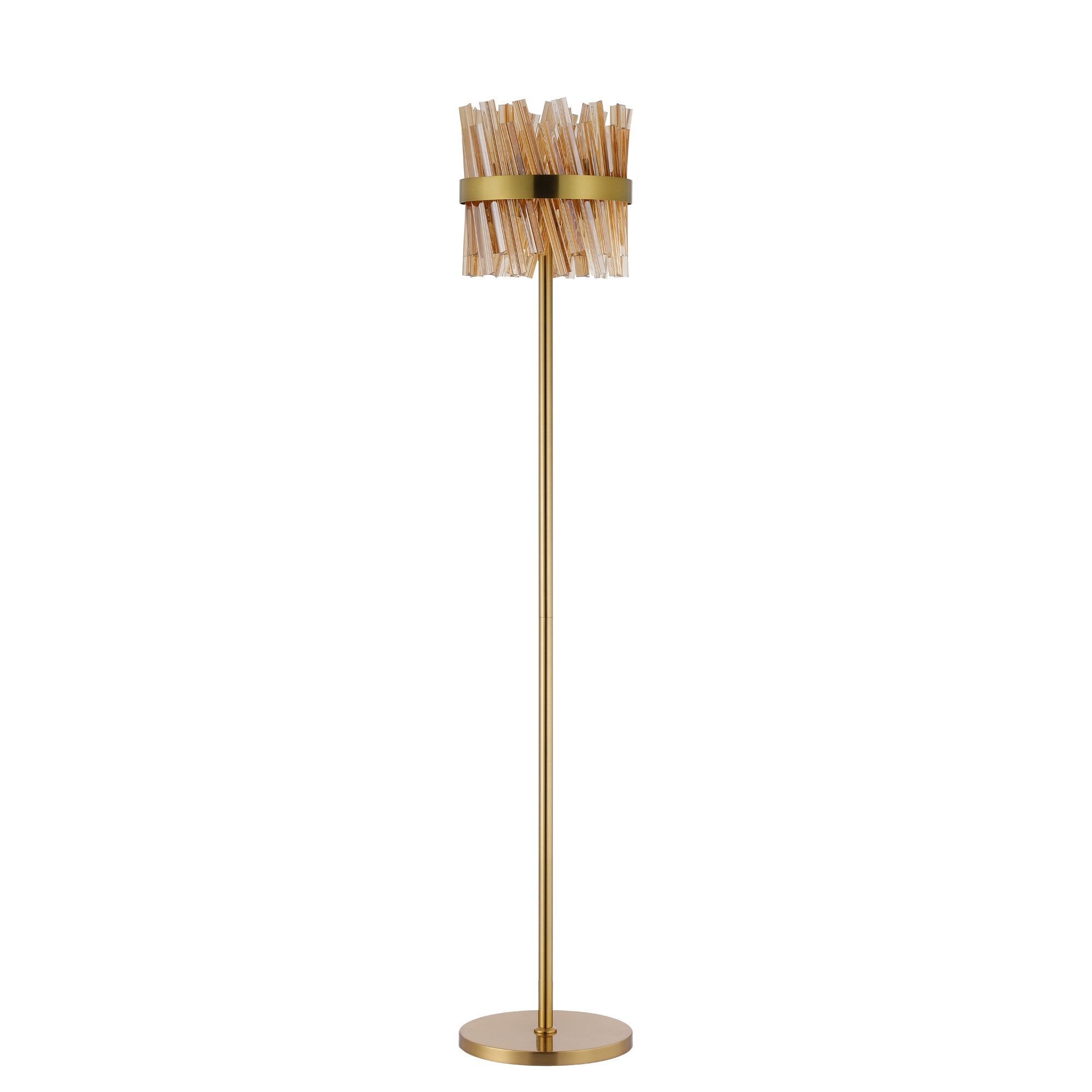 Fabula Farnley 8 Light Floor Lamp - Brass & Amber Glass