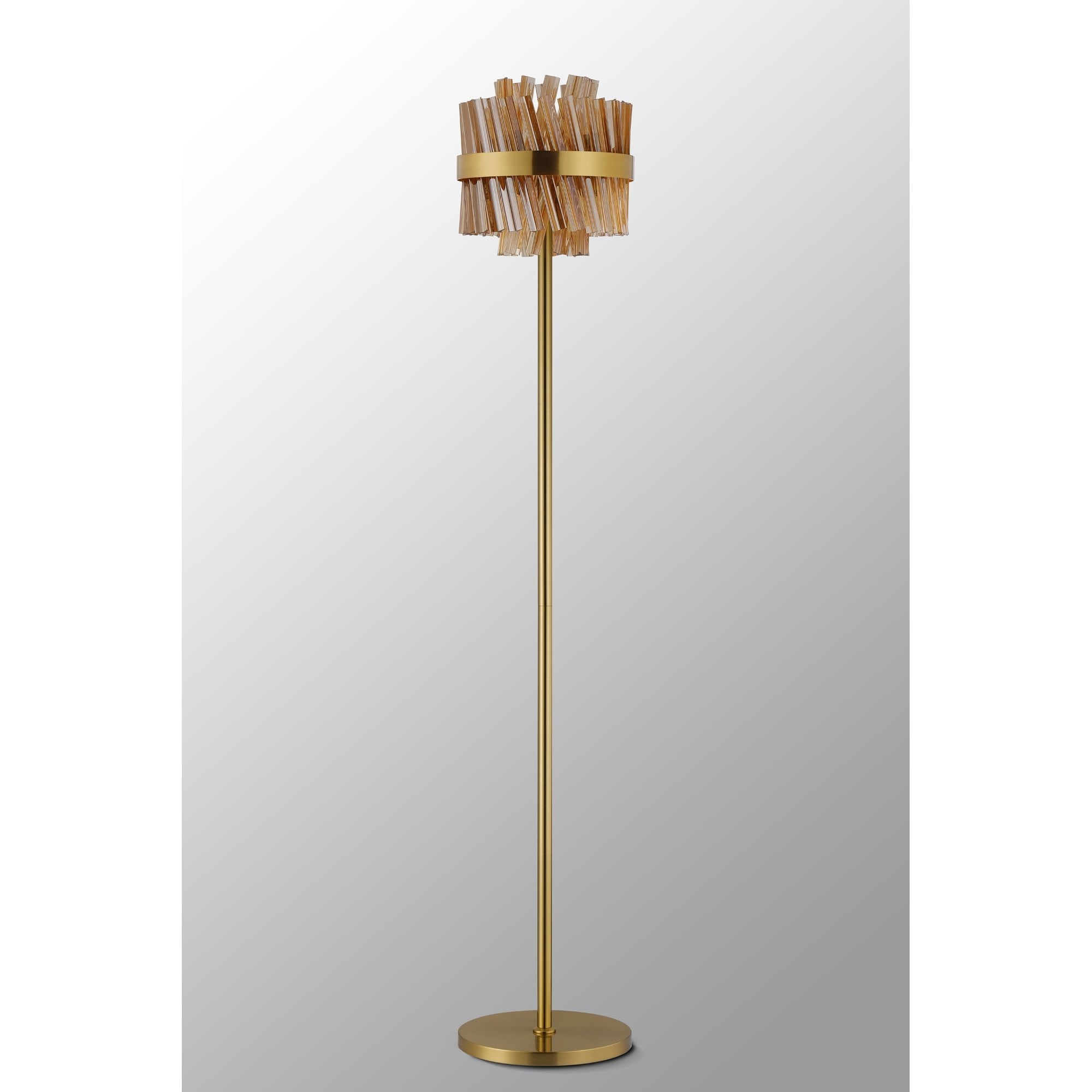 Fabula Farnley 8 Light Floor Lamp - Brass & Amber Glass