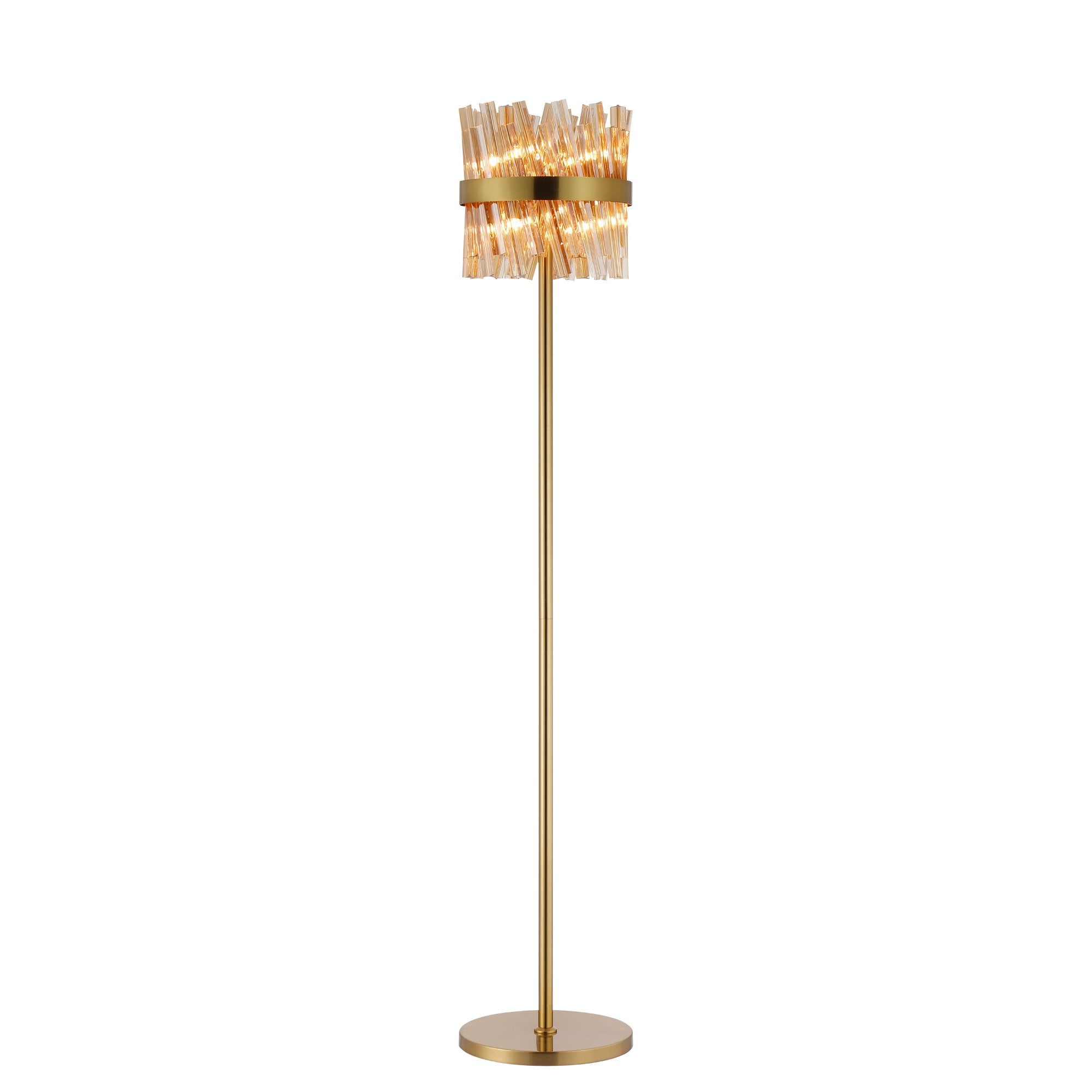 Fabula Farnley 8 Light Floor Lamp - Brass & Amber Glass