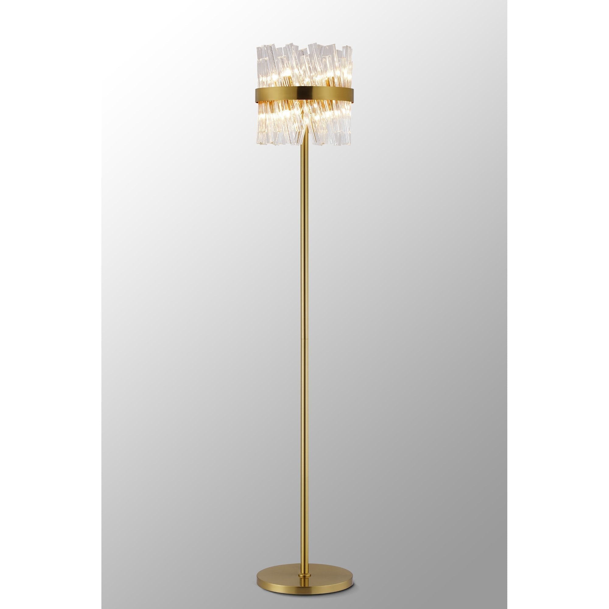 Fabula Farnley 8 Light Floor Lamp - Brass & Clear Glass