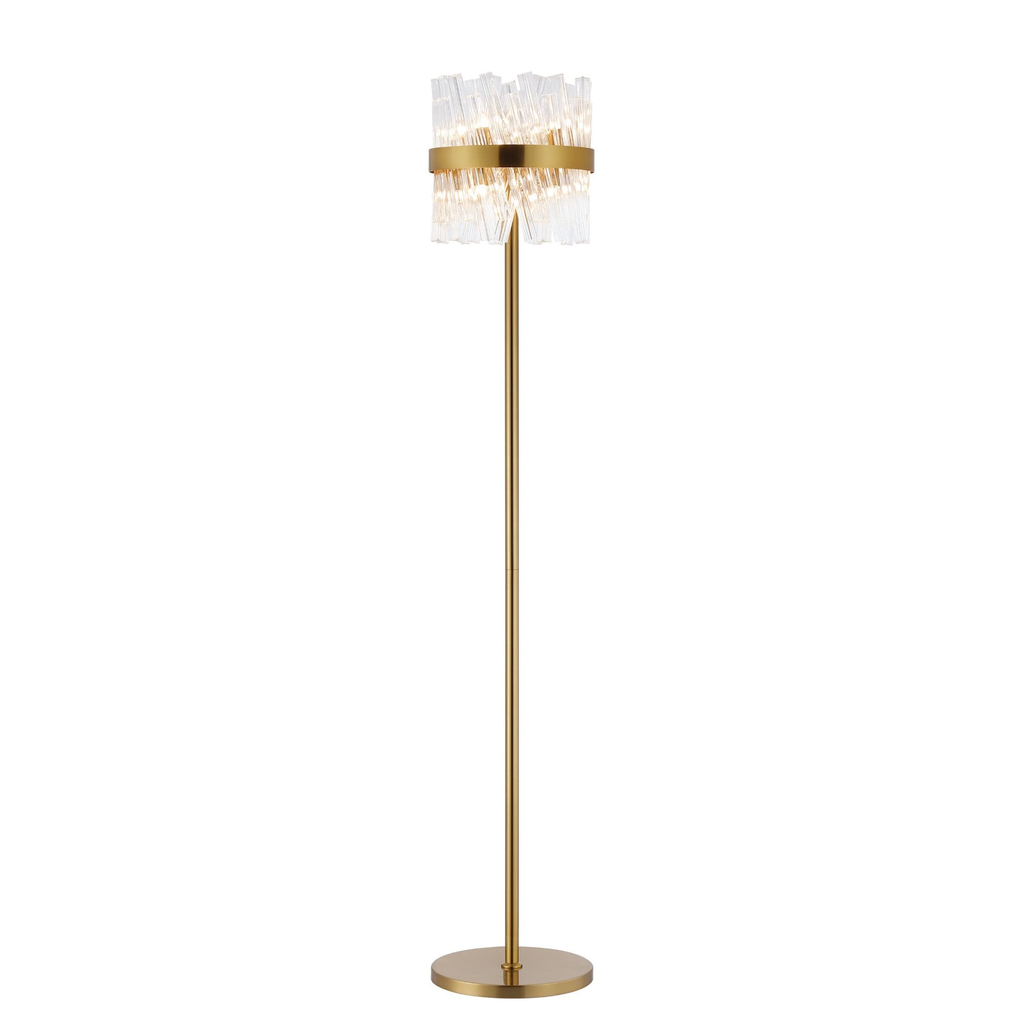 Fabula Farnley 8 Light Floor Lamp - Brass & Clear Glass