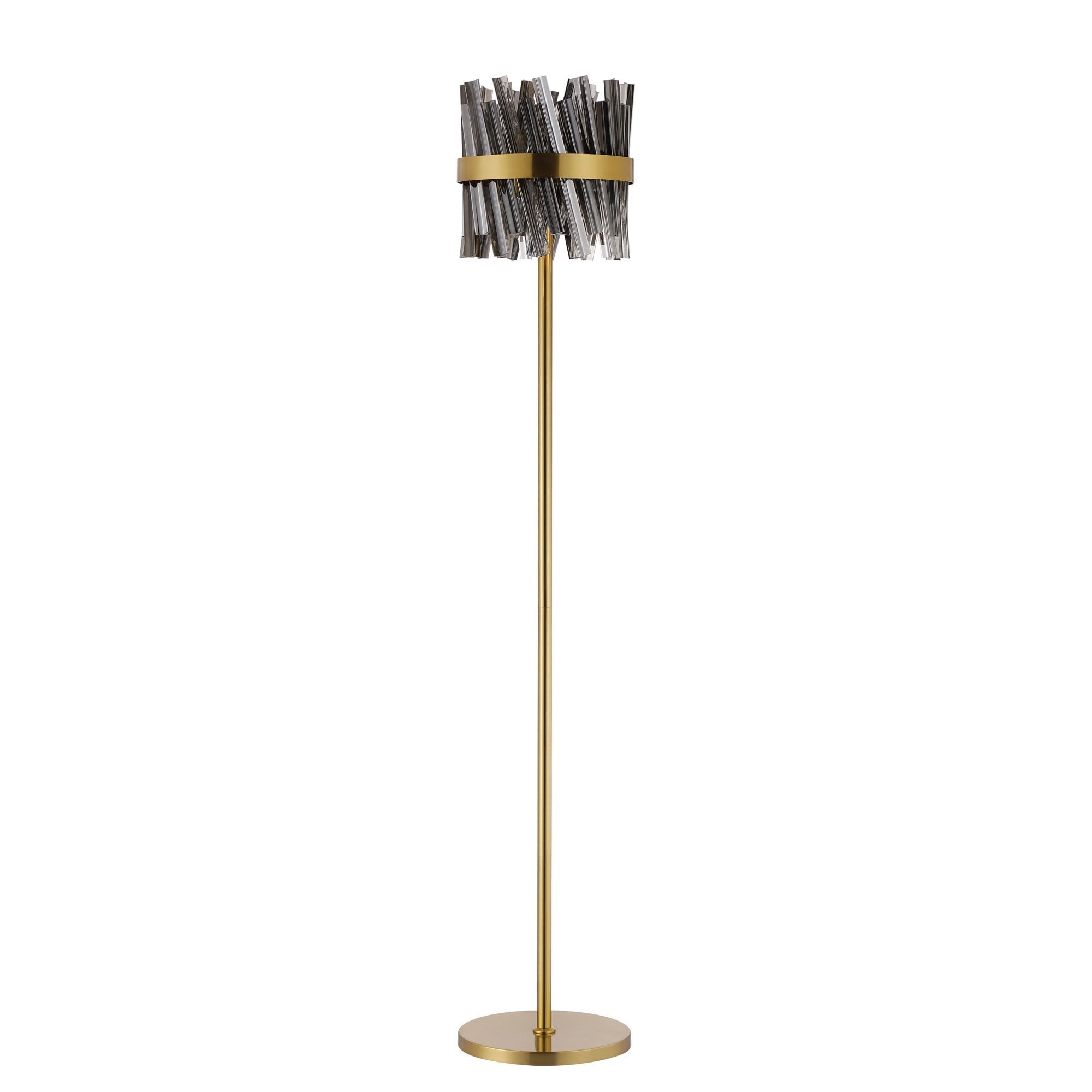 Fabula Farnley 8 Light Floor Lamp - Brass & Smoked Glass