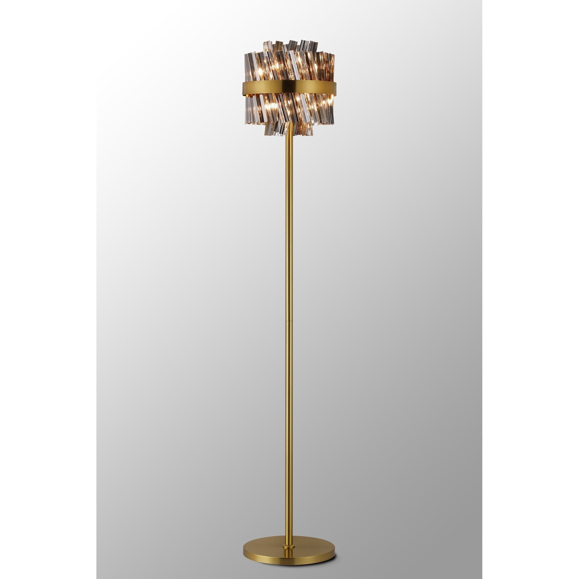 Fabula Farnley 8 Light Floor Lamp - Brass & Smoked Glass