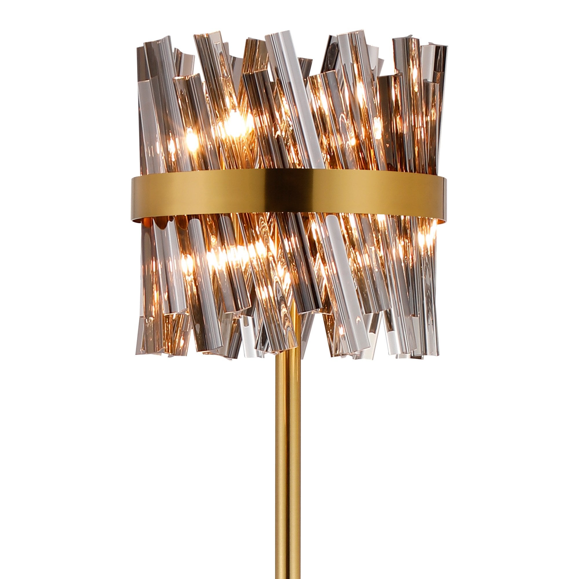 Fabula Farnley 8 Light Floor Lamp - Brass & Smoked Glass