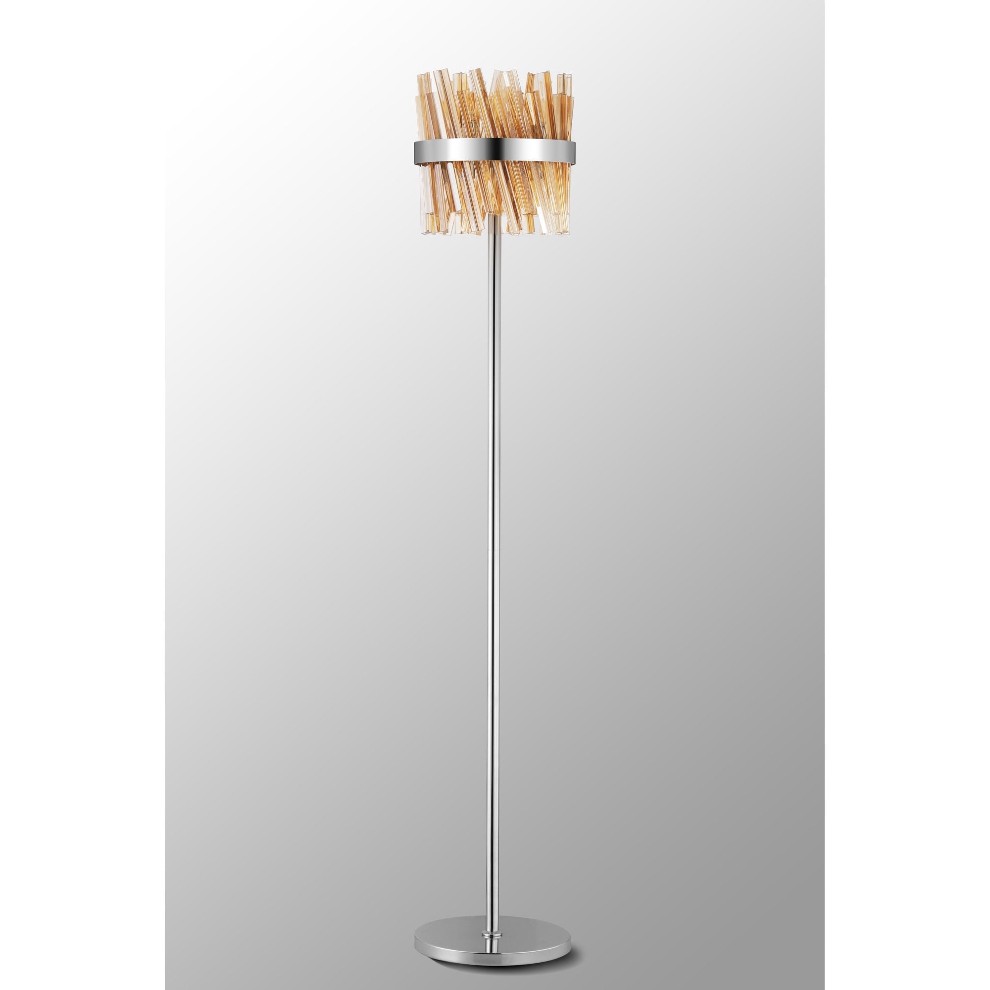 Fabula Farnley 8 Light Floor Lamp - Polished Nickel & Amber Glass