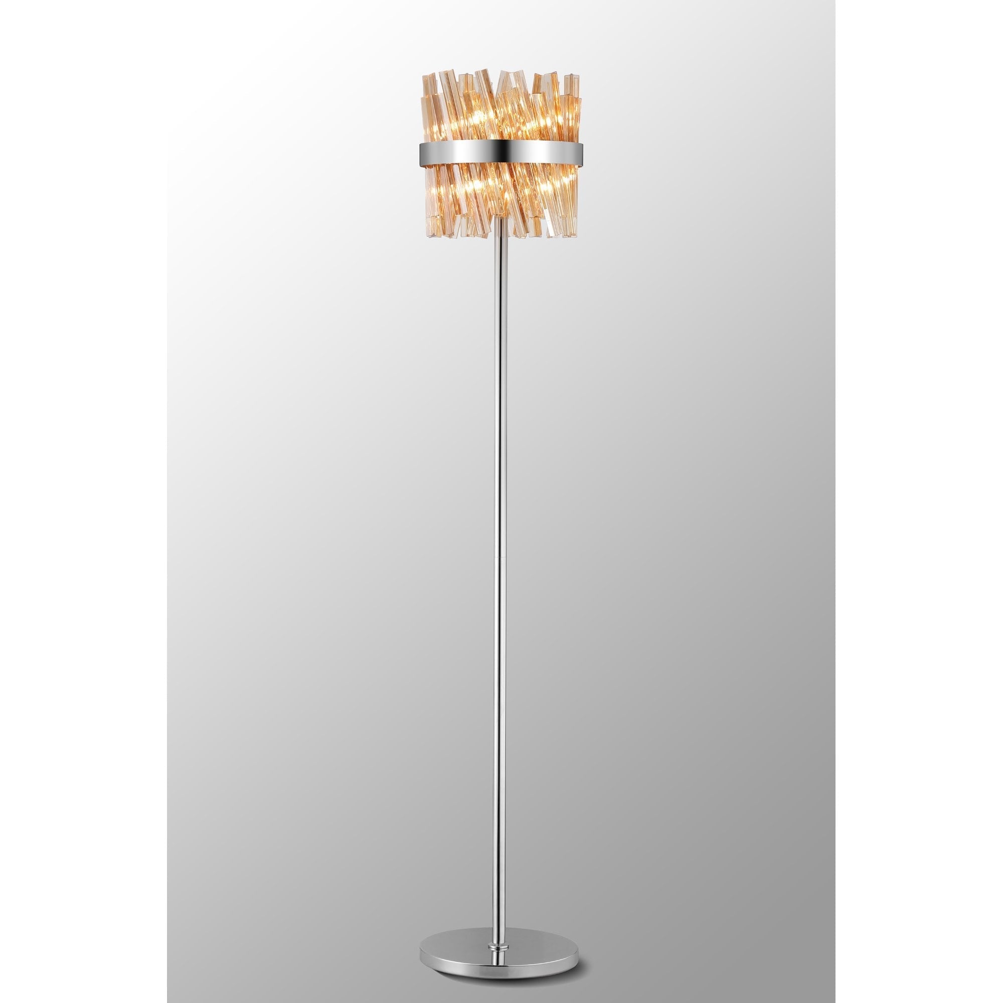 Fabula Farnley 8 Light Floor Lamp - Polished Nickel & Amber Glass
