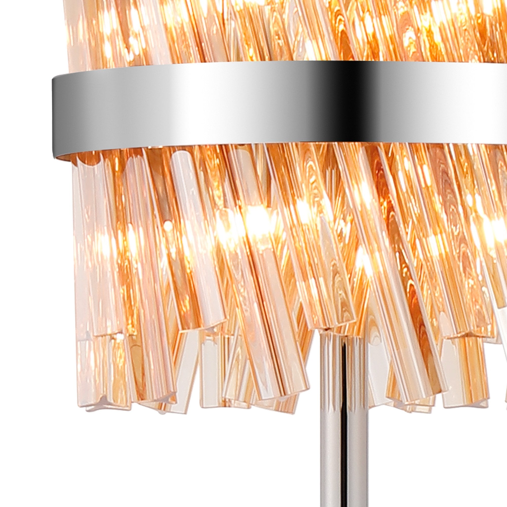 Fabula Farnley 8 Light Floor Lamp - Polished Nickel & Amber Glass