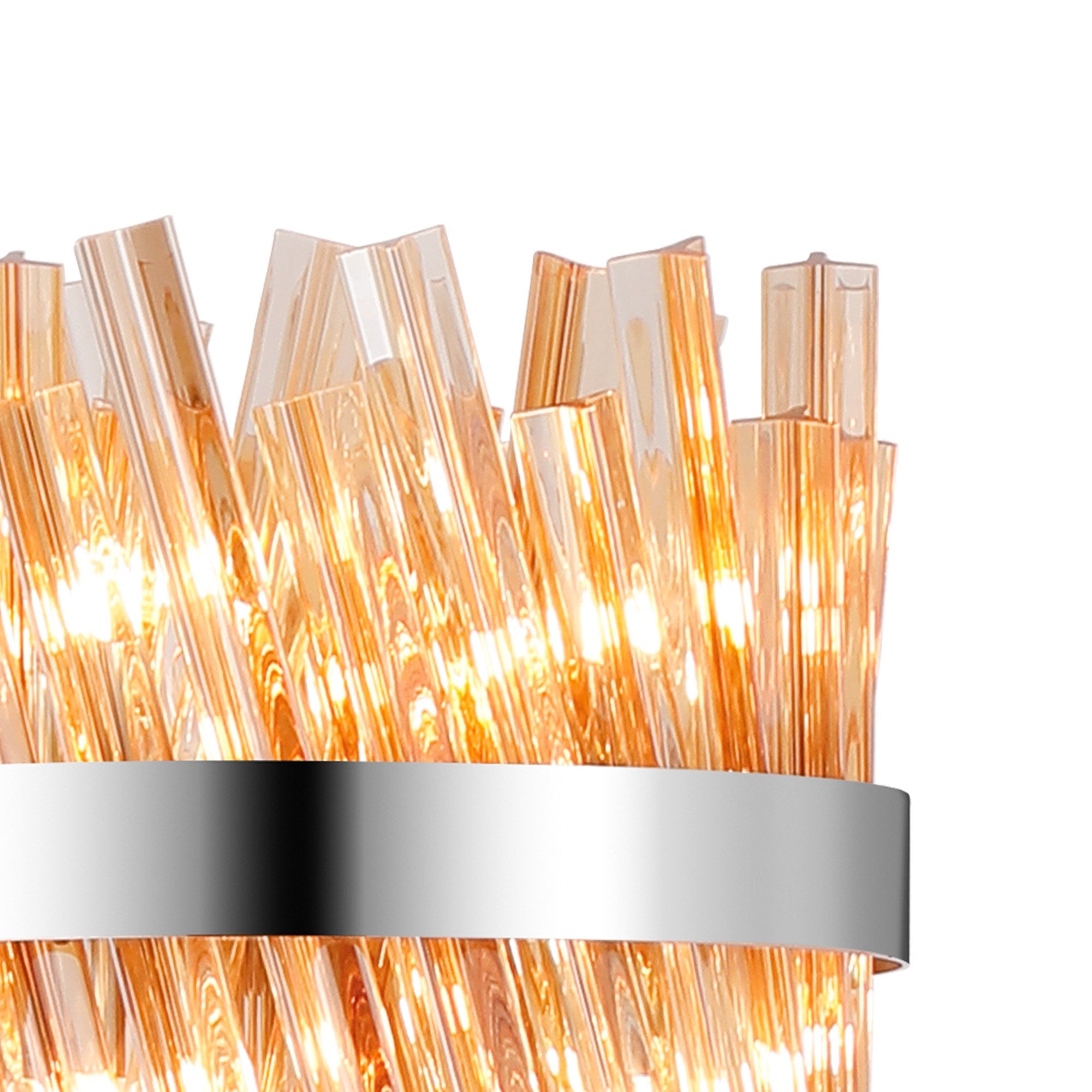 Fabula Farnley 8 Light Floor Lamp - Polished Nickel & Amber Glass