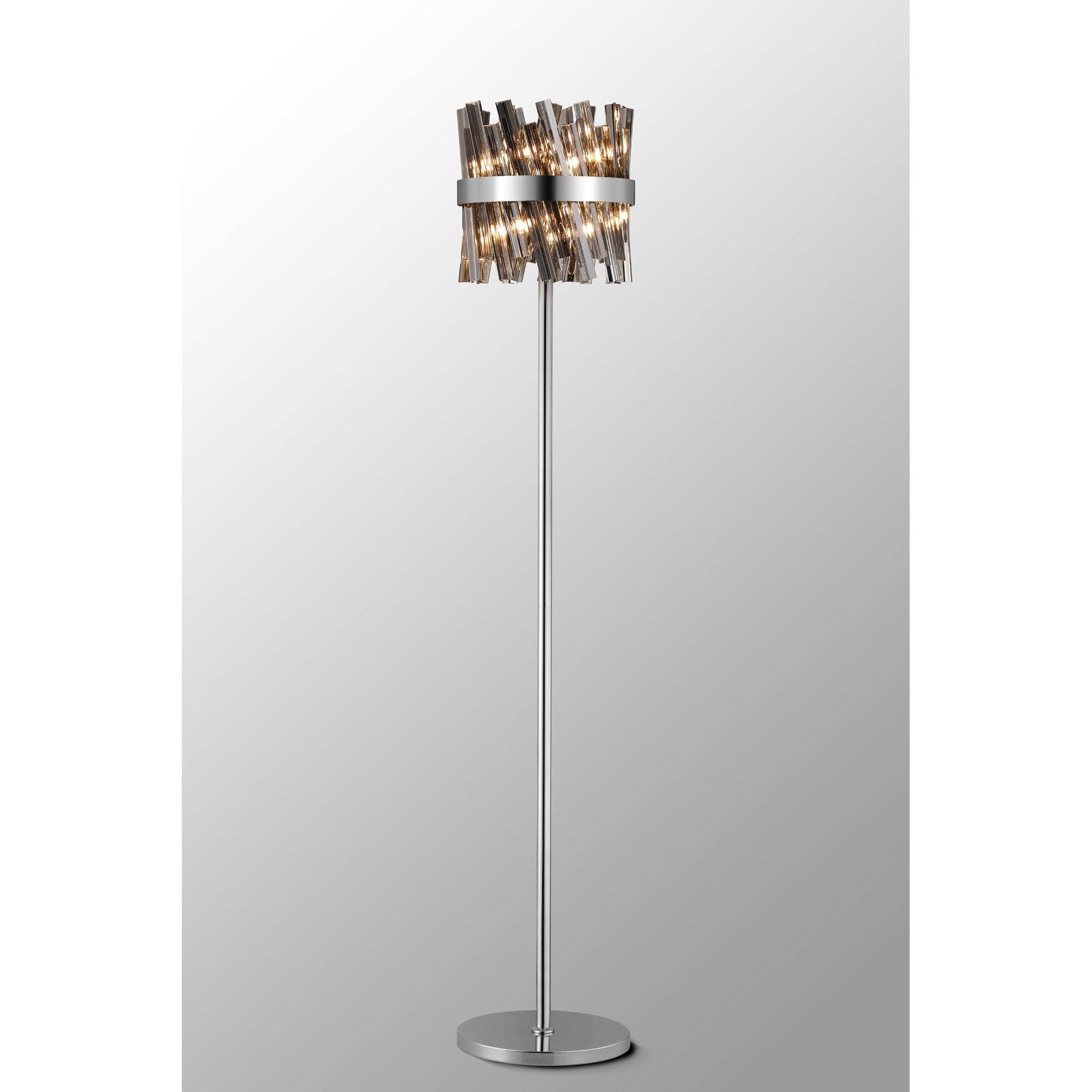Fabula Farnley 8 Light Floor Lamp - Polished Nickel & Smoked Glass