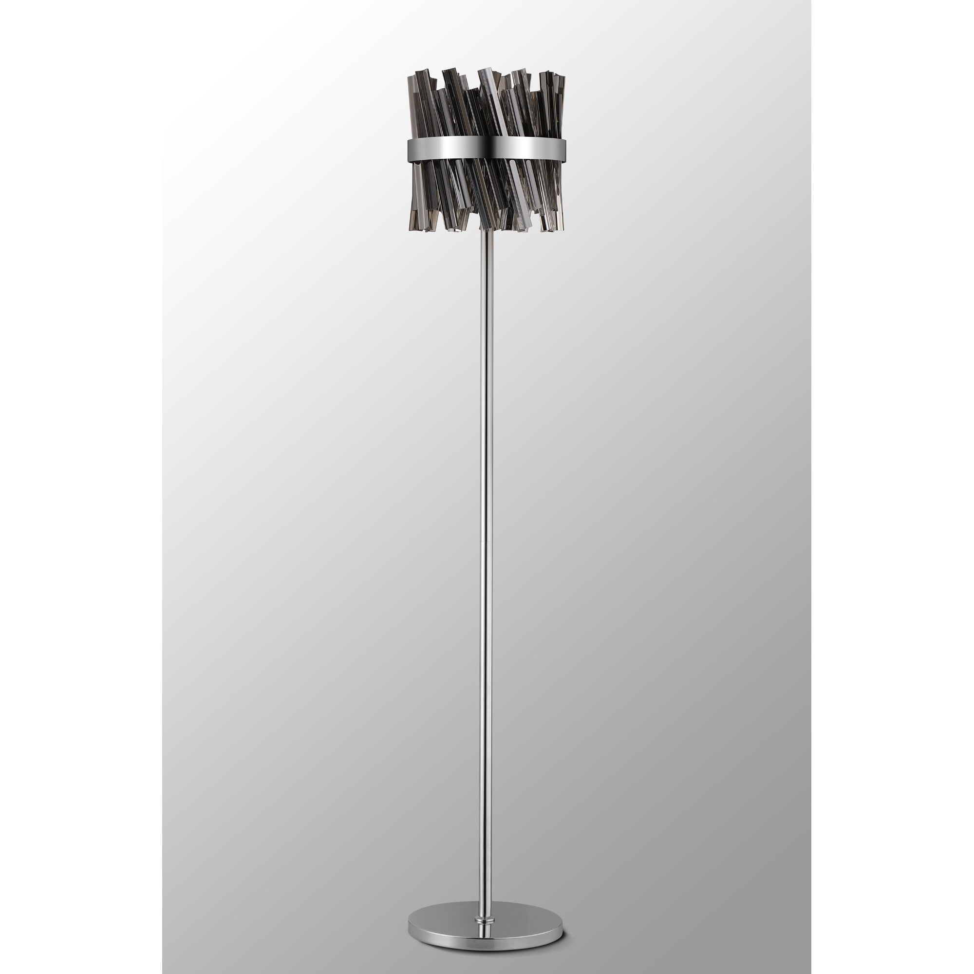 Fabula Farnley 8 Light Floor Lamp - Polished Nickel & Smoked Glass