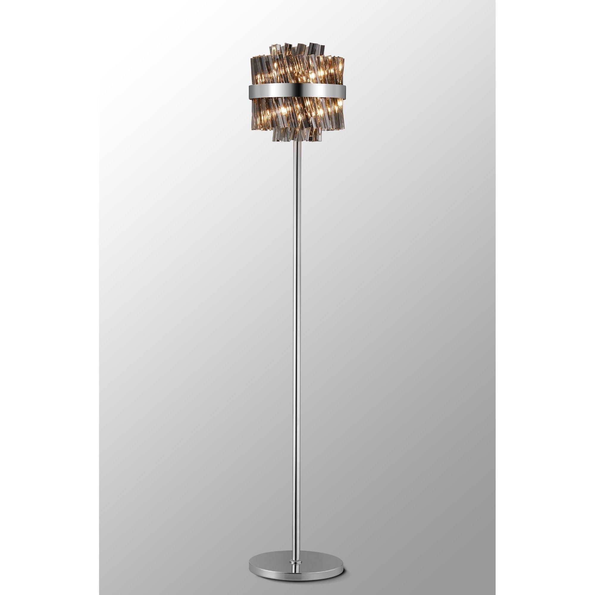 Fabula Farnley 8 Light Floor Lamp - Polished Nickel & Smoked Glass
