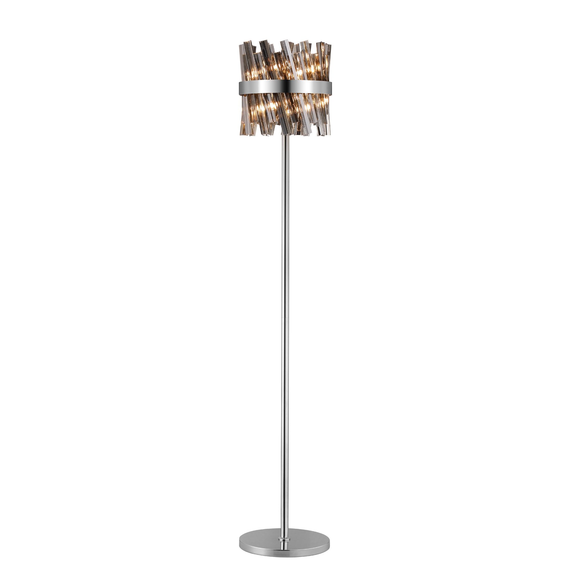 Fabula Farnley 8 Light Floor Lamp - Polished Nickel & Smoked Glass
