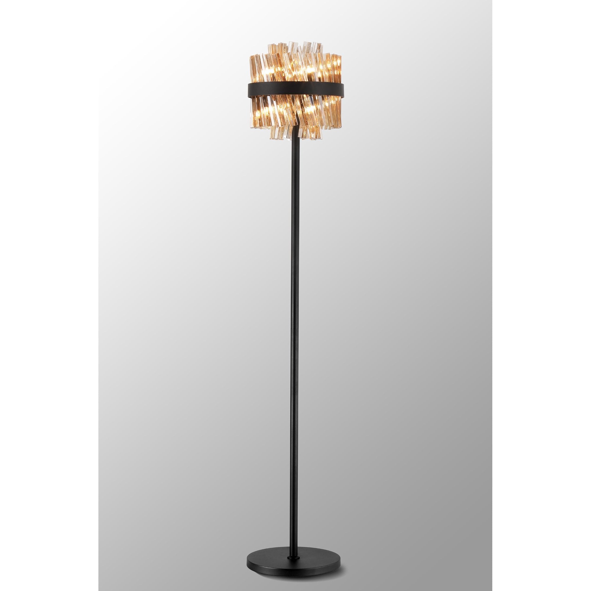 Fabula Farnley 8 Light Floor Lamp - Satin Black & Amber Glass