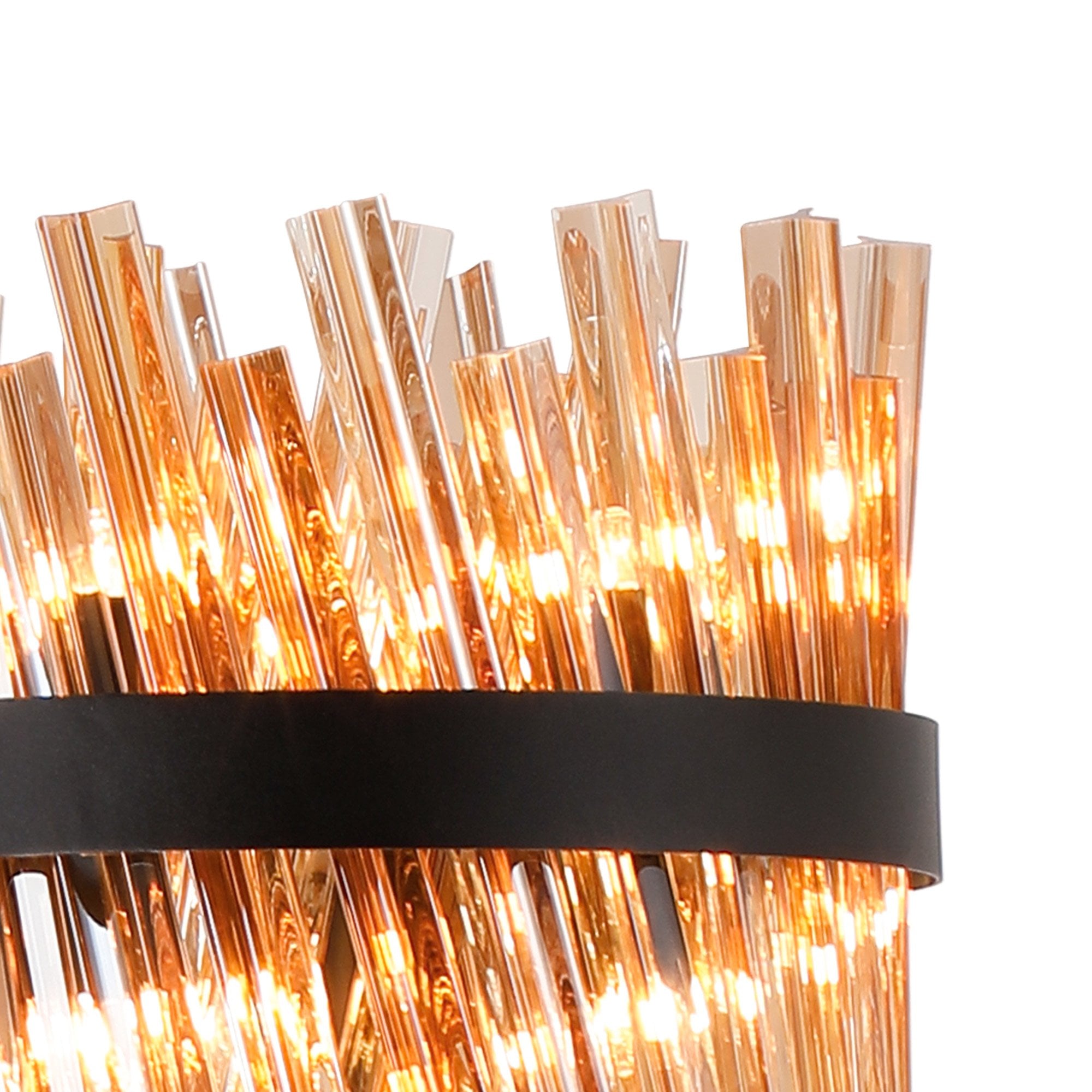 Fabula Farnley 8 Light Floor Lamp - Satin Black & Amber Glass