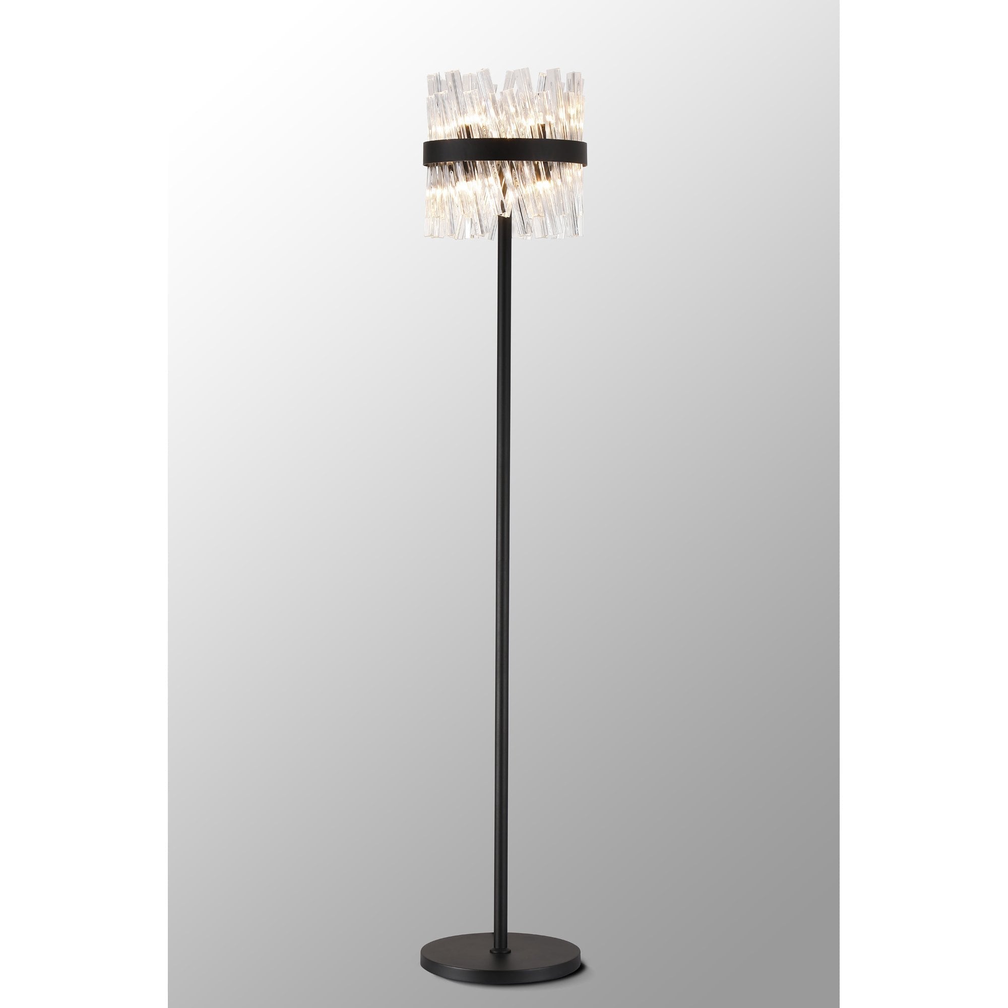 Fabula Farnley 8 Light Floor Lamp - Satin Black & Clear Glass