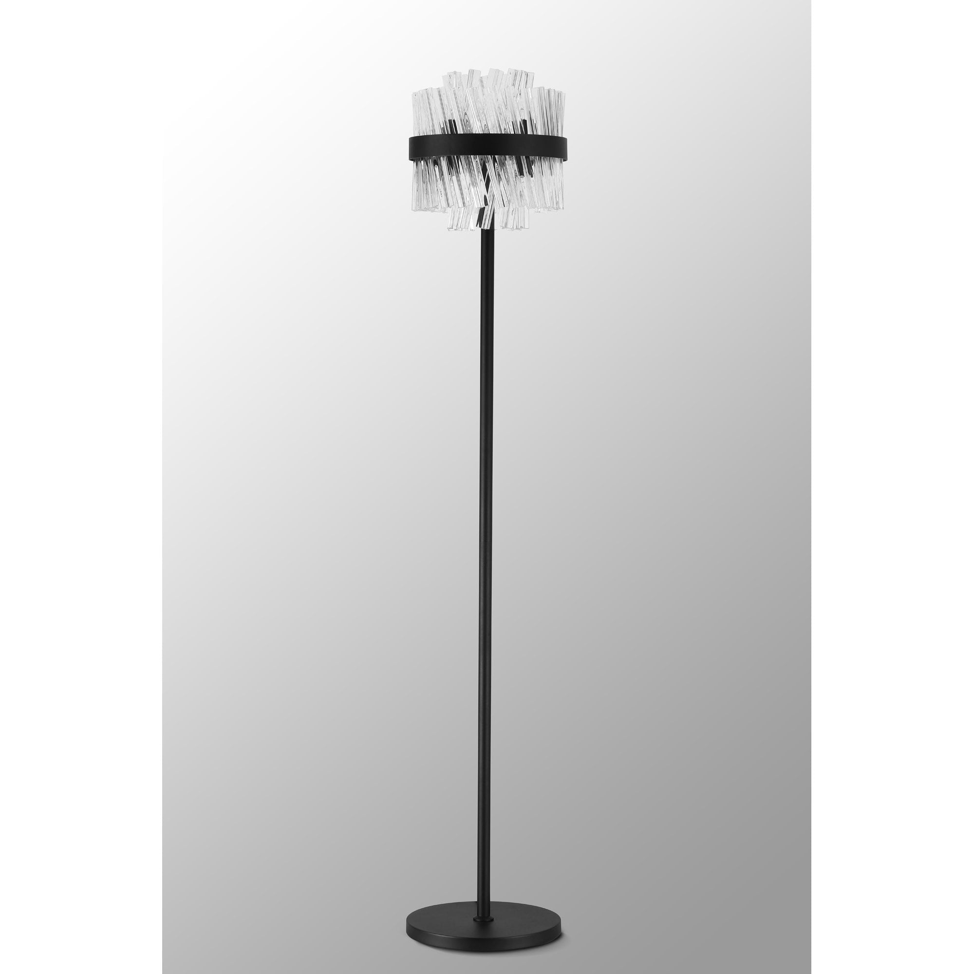 Fabula Farnley 8 Light Floor Lamp - Satin Black & Clear Glass