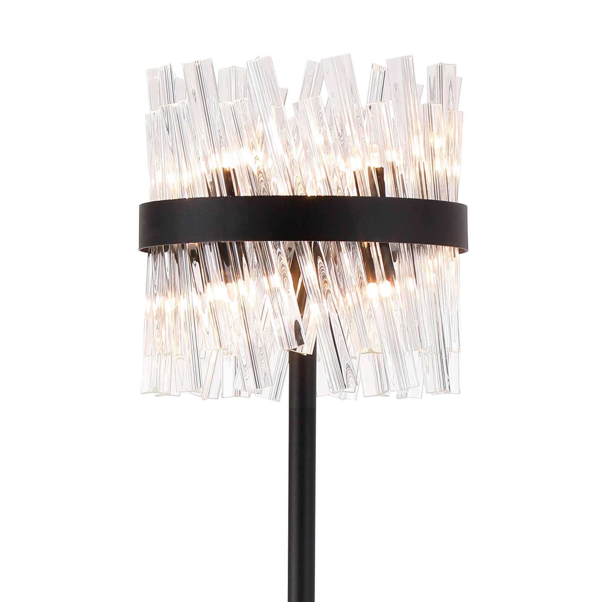 Fabula Farnley 8 Light Floor Lamp - Satin Black & Clear Glass