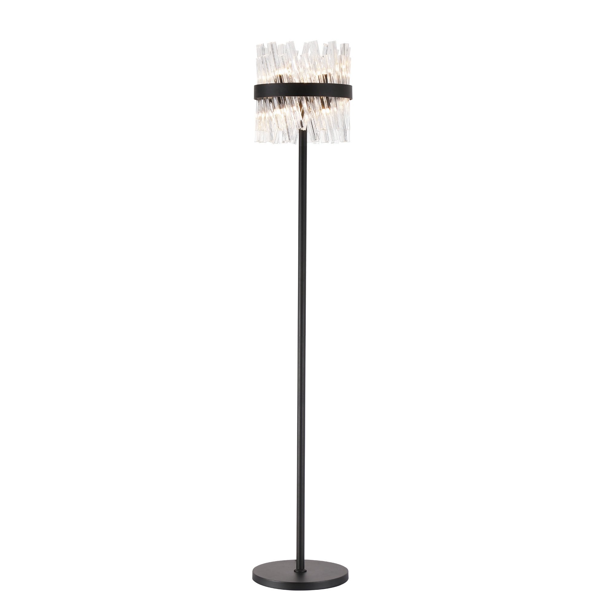 Fabula Farnley 8 Light Floor Lamp - Satin Black & Clear Glass
