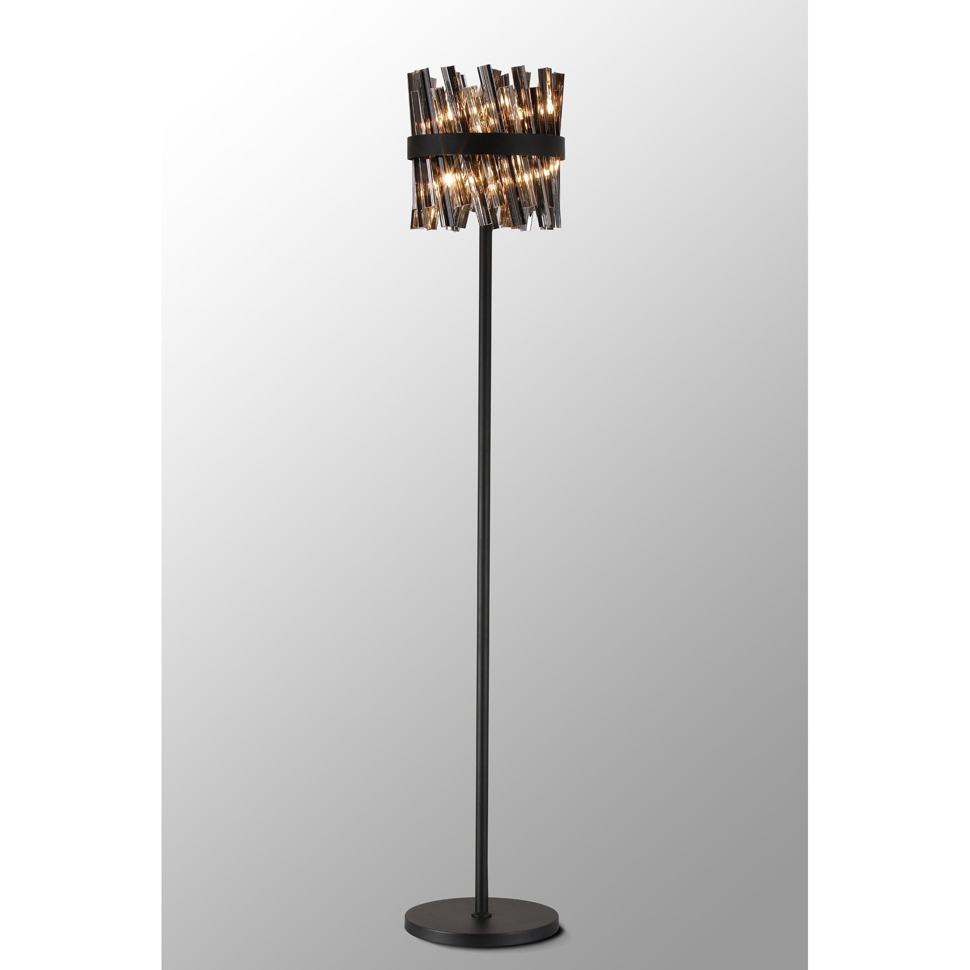 Fabula Farnley 8 Light Floor Lamp - Satin Black & Smoked Glass