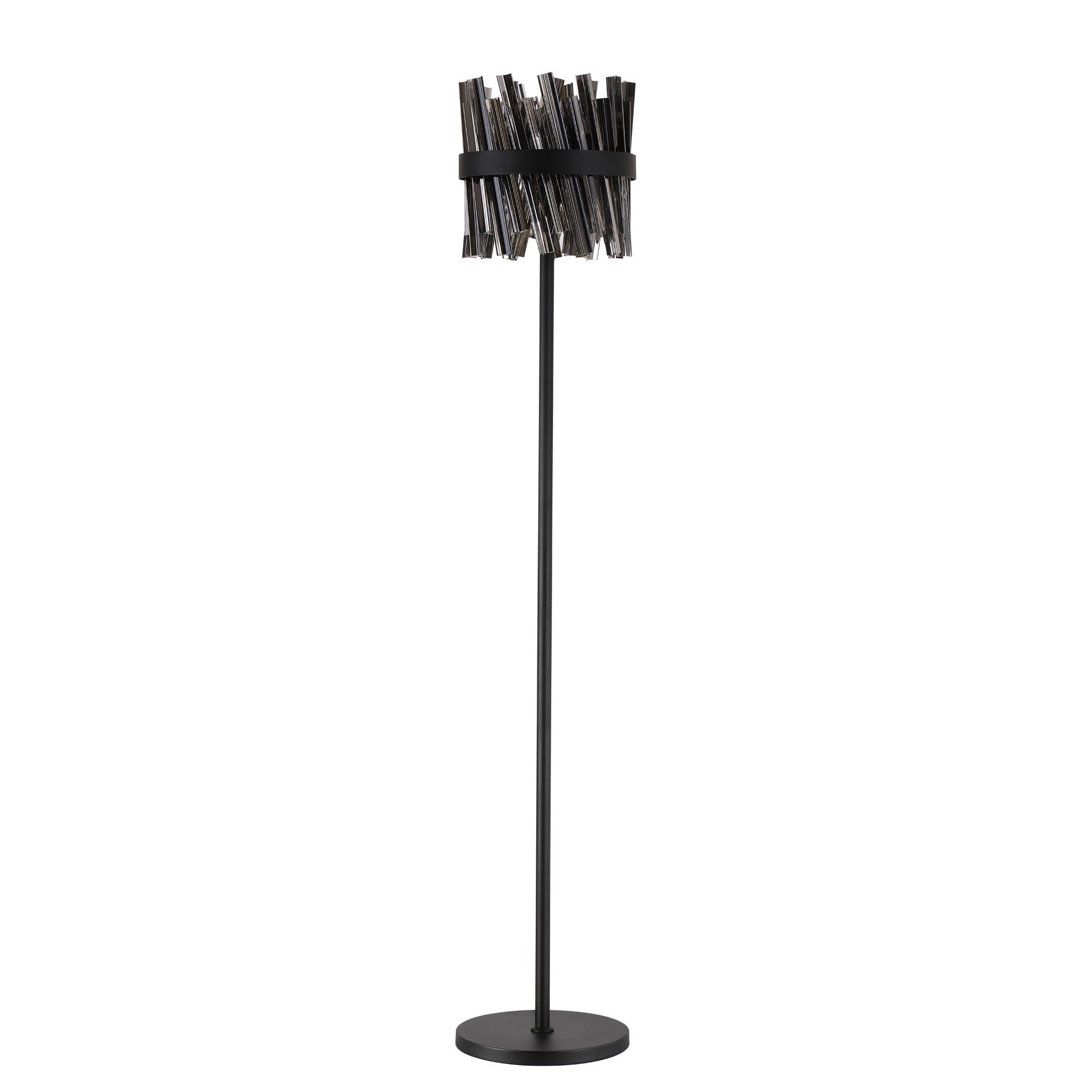 Fabula Farnley 8 Light Floor Lamp - Satin Black & Smoked Glass