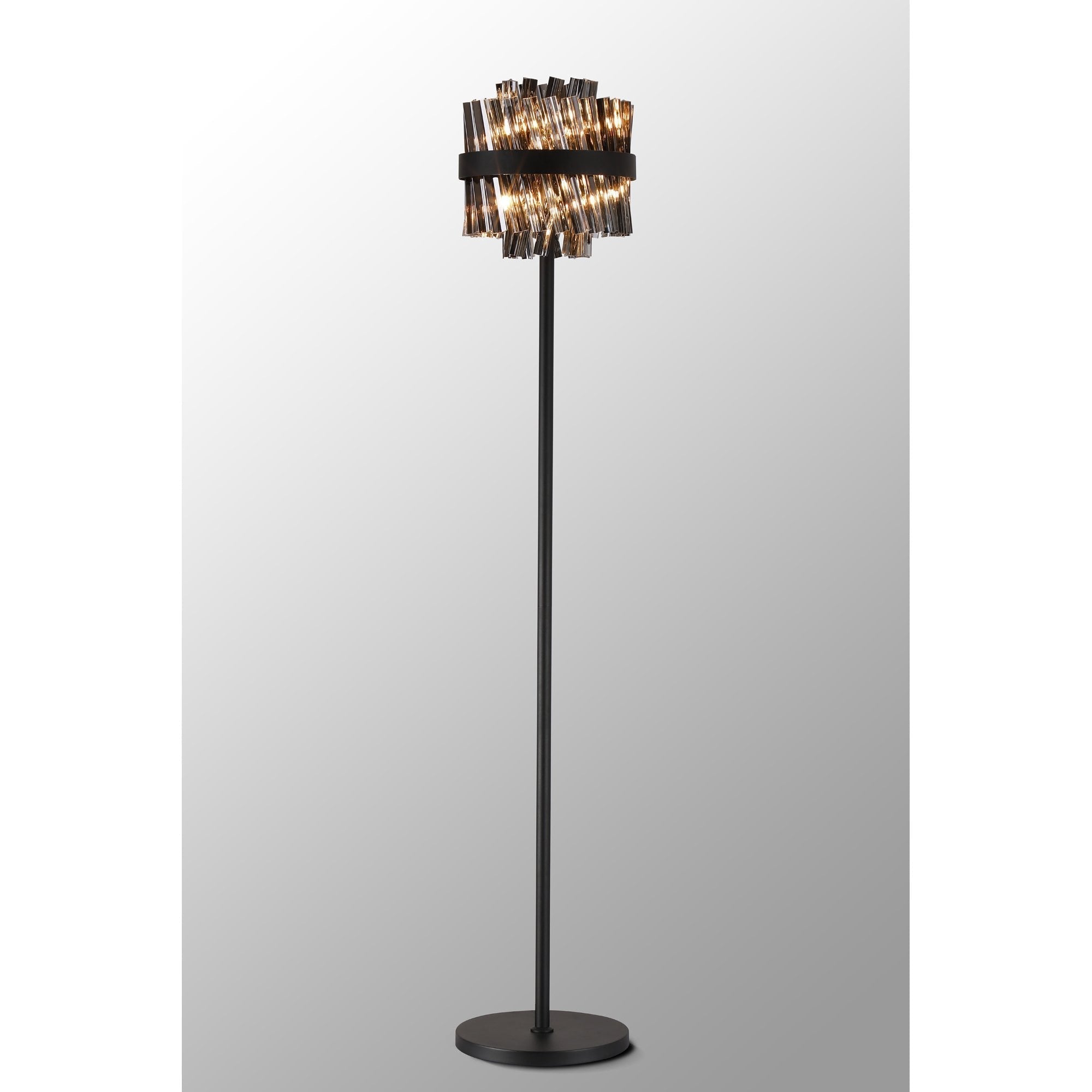 Fabula Farnley 8 Light Floor Lamp - Satin Black & Smoked Glass