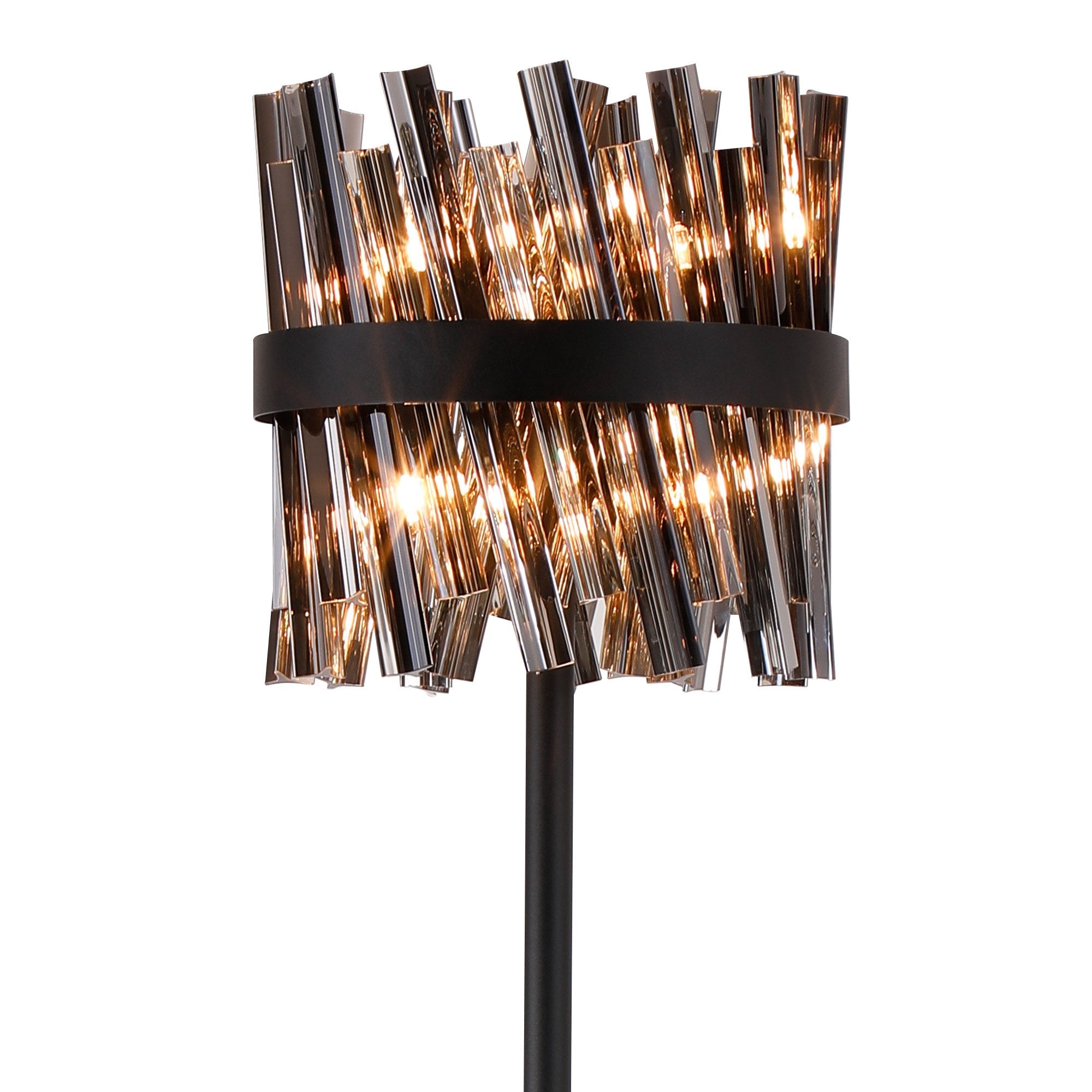 Fabula Farnley 8 Light Floor Lamp - Satin Black & Smoked Glass
