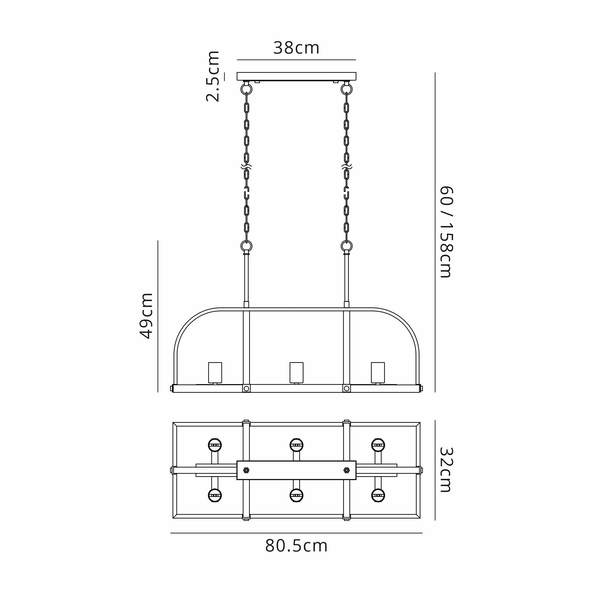 Fabula Faversham 6 Light Oblong Pendant - Antique Bronze, Brown Oxide & Wood