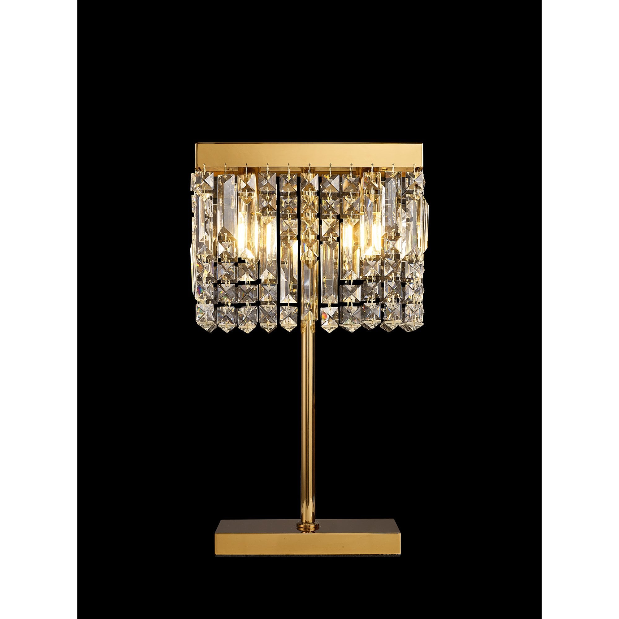 Fabula Fernbank 2 Light Rectangular Table Lamp - Gold & Crystal